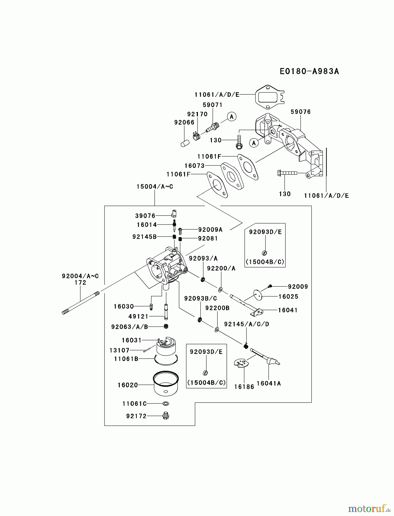  Kawasaki Motoren Motoren Vertikal FH641V - DS25 bis FS481V - BS13 FS481V-AS08 - Kawasaki FS481V 4-Stroke Engine CARBURETOR #2