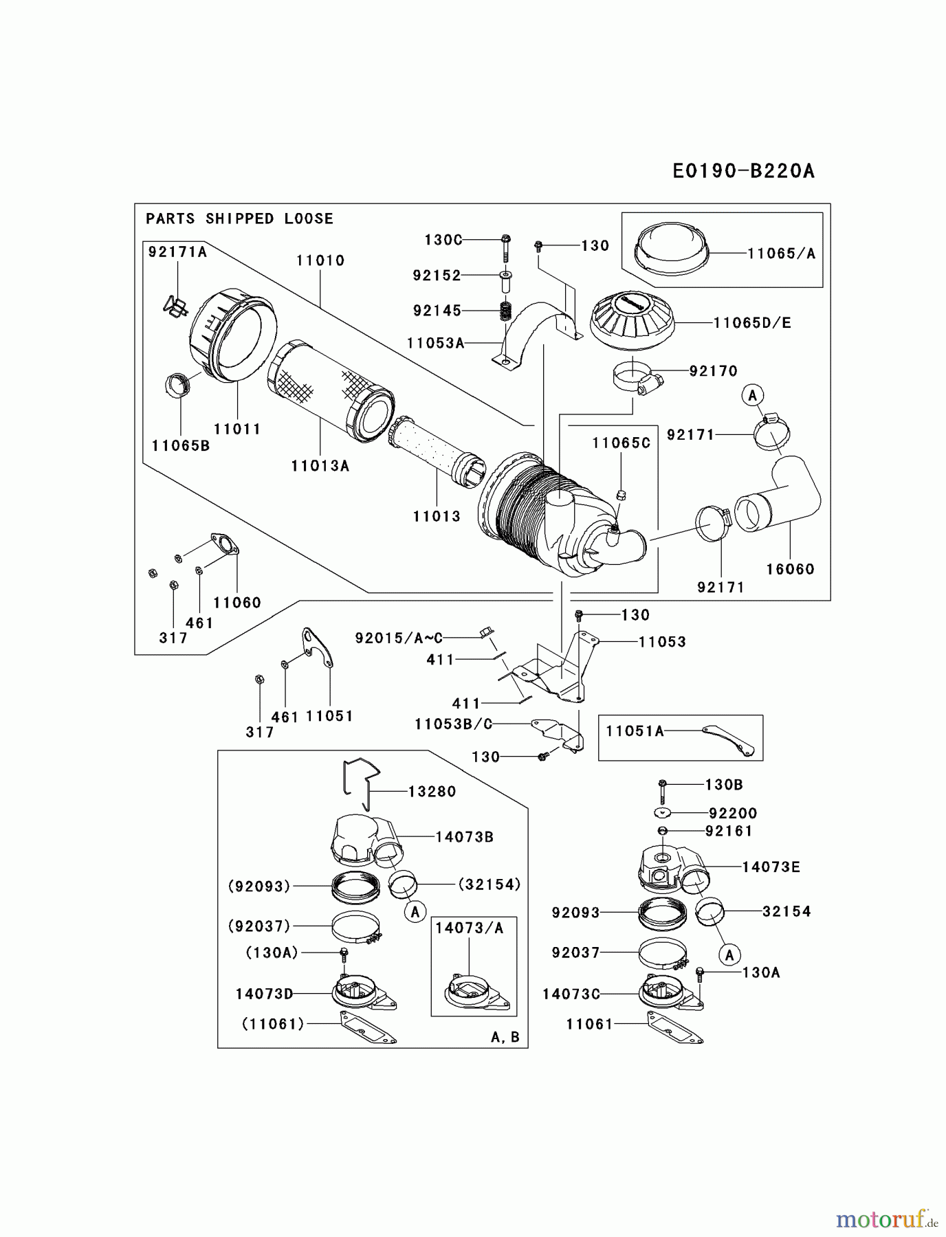  Kawasaki Motoren Motoren, Horizontal FD750D-DS08 - Kawasaki FD750D 4-Stroke Engine AIR-FILTER/MUFFLER #1