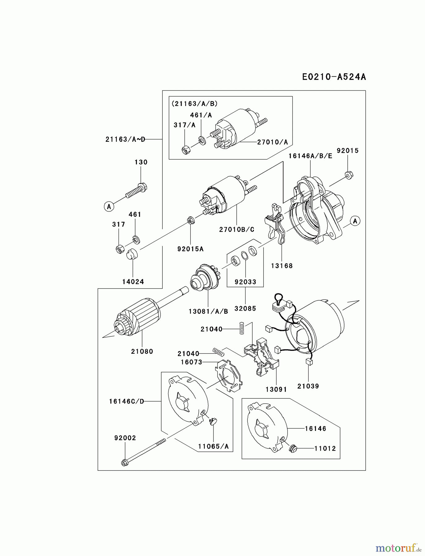 Kawasaki Motoren Motoren, Horizontal FD750D-BS00 - Kawasaki FD750D 4-Stroke Engine STARTER
