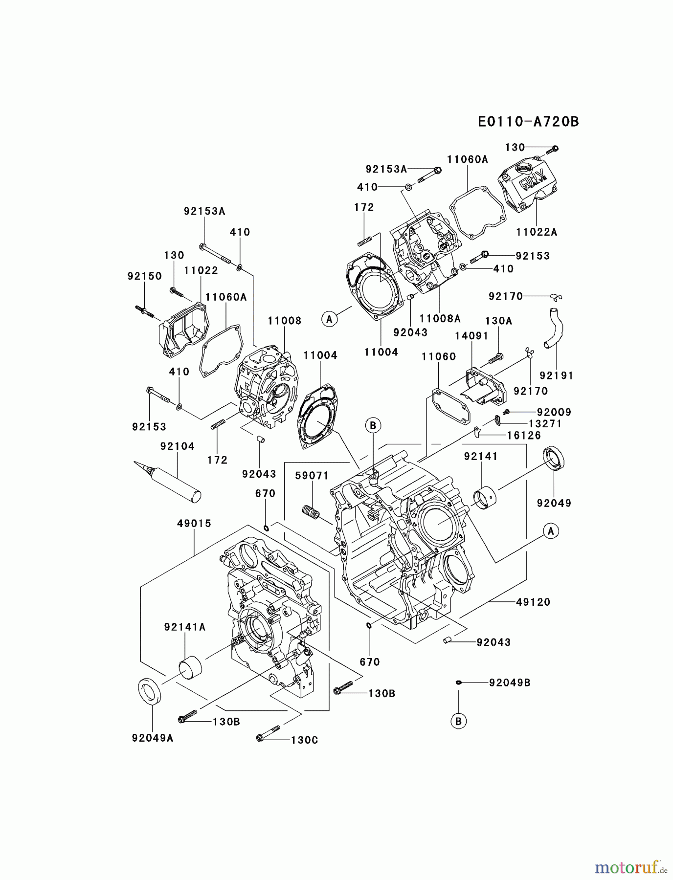 Kawasaki Motoren Motoren, Horizontal FD750D-FS08 - Kawasaki FD750D 4-Stroke Engine CYLINDER/CRANKCASE