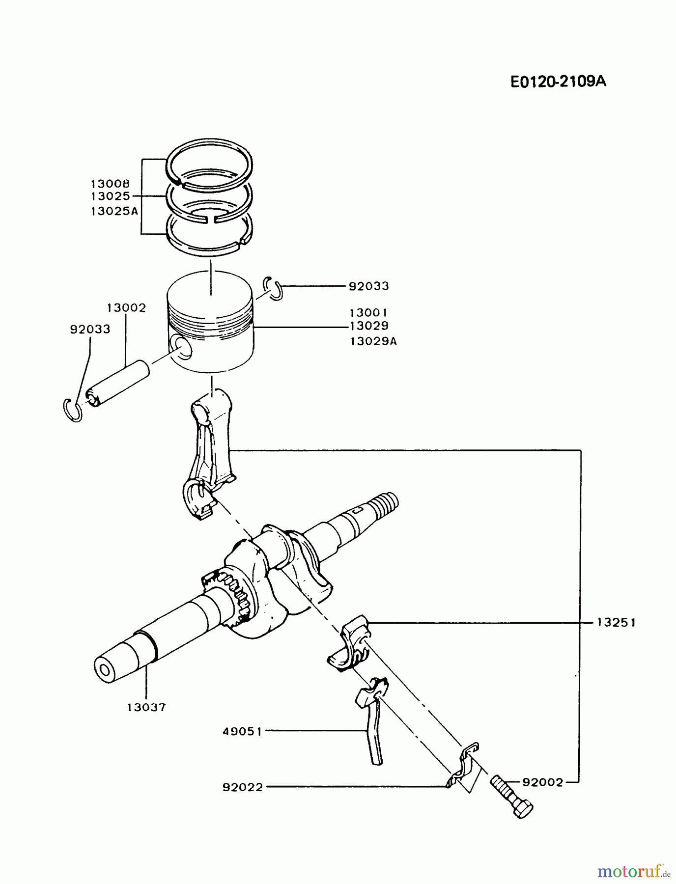  Kawasaki Motoren Motoren, Horizontal FA130D-GS06 - Kawasaki FA130D 4-Stroke Engine PISTON/CRANKSHAFT