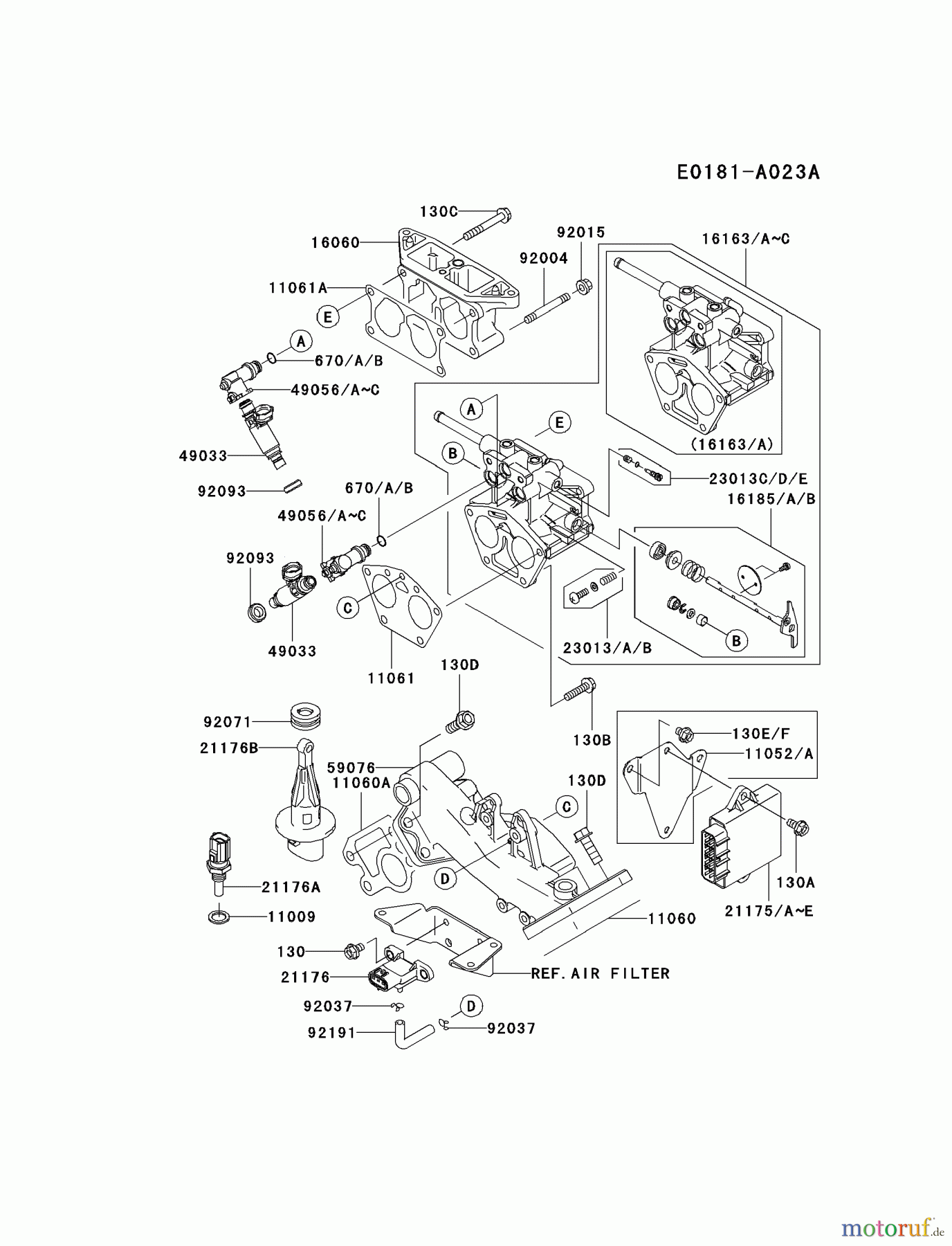 Kawasaki Motoren Motoren, Horizontal FD791D-DS04 - Kawasaki FD791D 4-Stroke Engine THROTTLE-EQUIPMENT #1