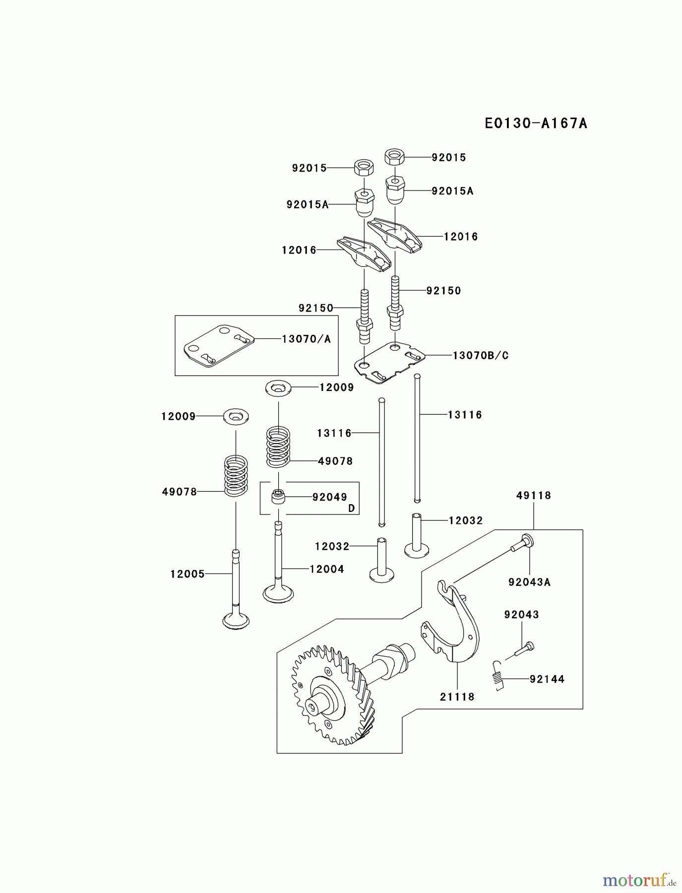 Kawasaki Motoren Motoren, Horizontal FE120D-DS04 - Kawasaki FE120D 4-Stroke Engine VALVE/CAMSHAFT