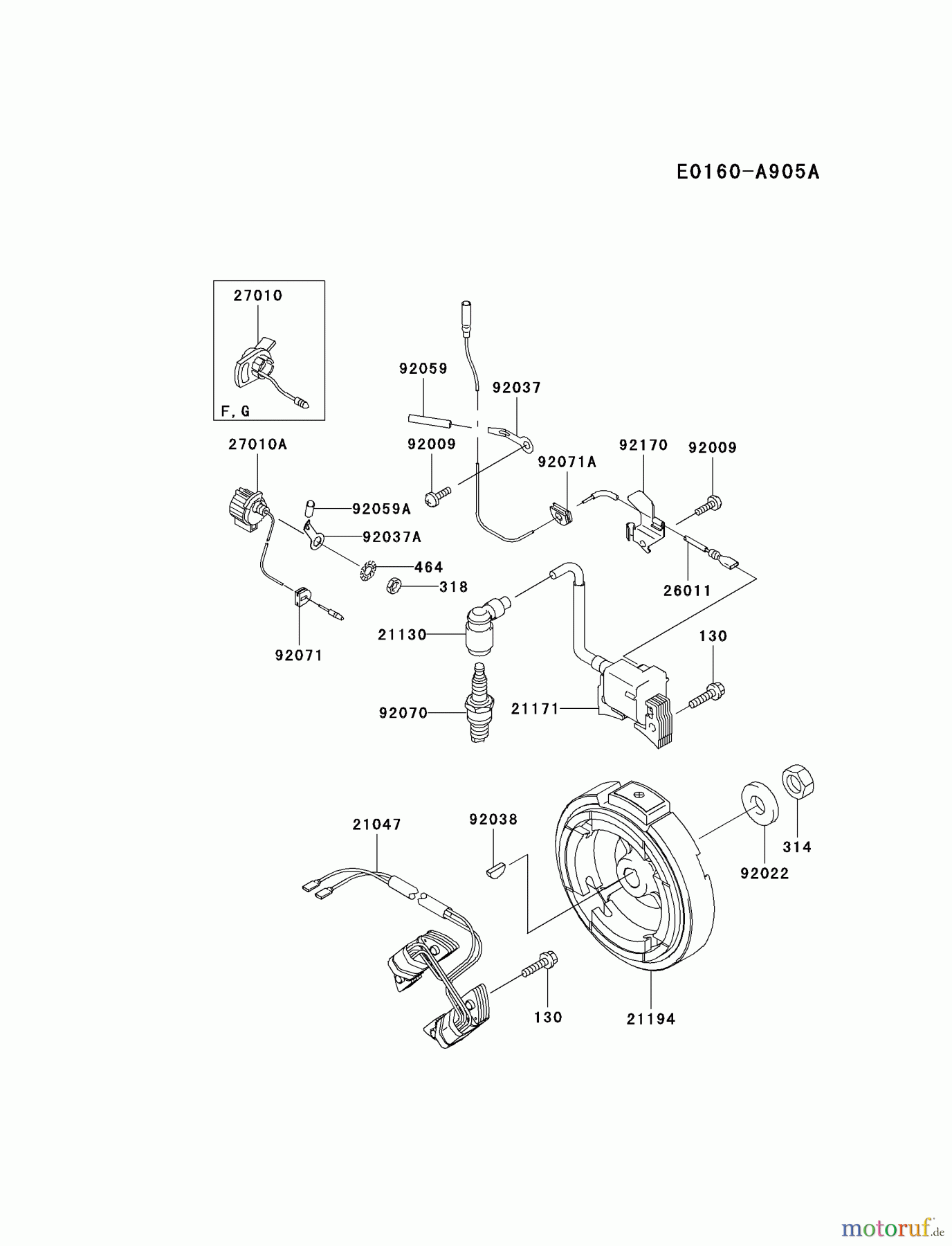 Kawasaki Motoren Motoren, Horizontal FE120D-KS02 - Kawasaki FE120D 4-Stroke Engine ELECTRIC-EQUIPMENT