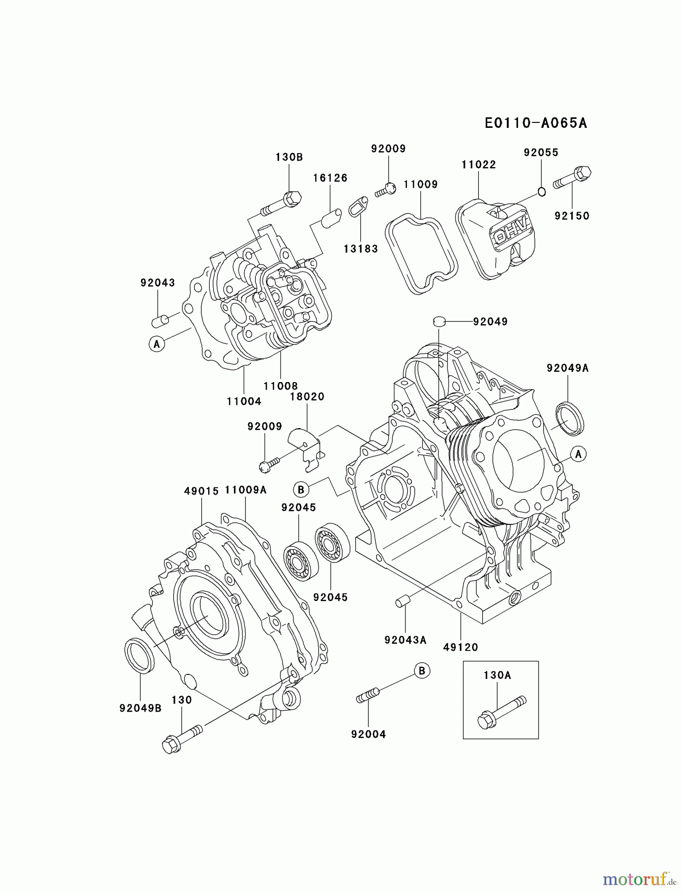 Kawasaki Motoren Motoren, Horizontal FE250D-AS04 - Kawasaki FE250D 4-Stroke Engine CYLINDER/CRANKCASE