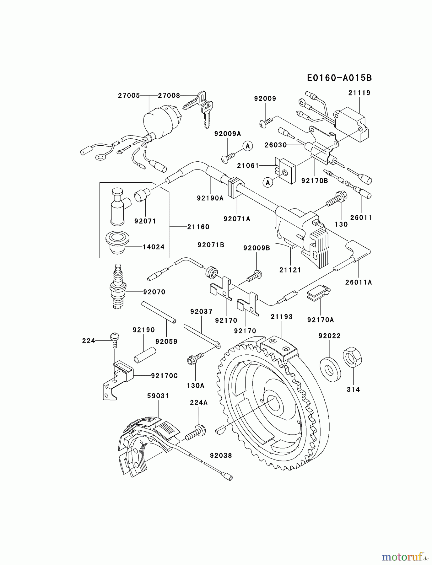 Kawasaki Motoren Motoren, Horizontal FE350D-BS00 - Kawasaki FE350D 4-Stroke Engine ELECTRIC-EQUIPMENT