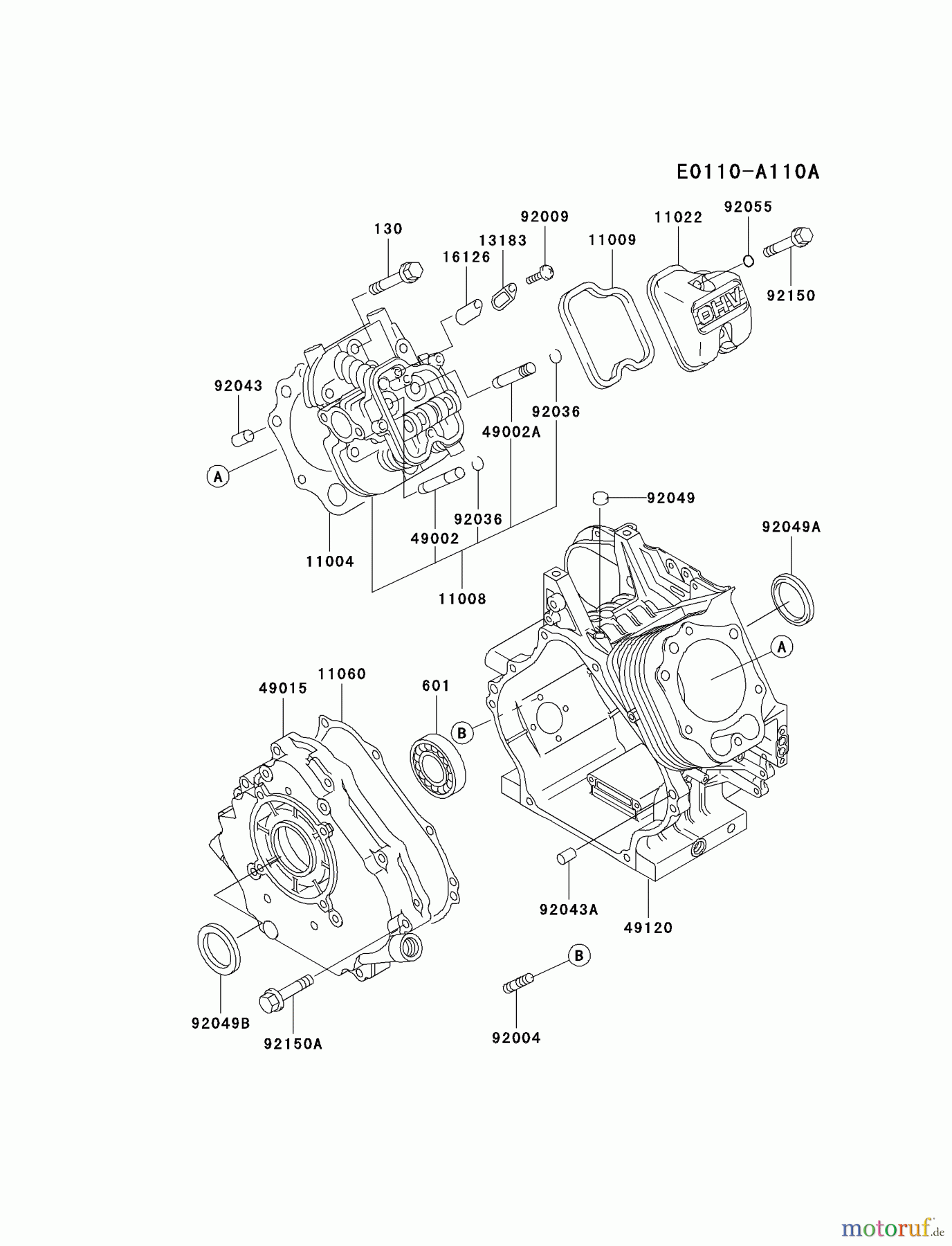 Kawasaki Geräte Stromerzeuger PP6000-B1 (PP6000) - Kawasaki Generator CYLINDER/CRANKCASE
