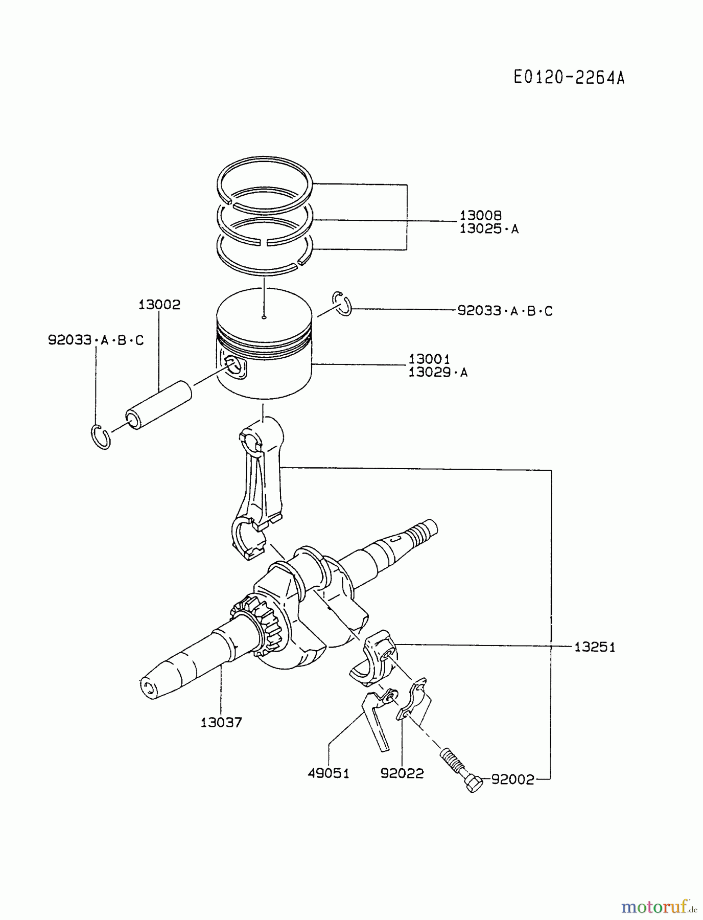 Kawasaki Motoren Motoren, Horizontal FA210D-HS05 - Kawasaki FA210D 4-Stroke Engine PISTON/CRANKSHAFT