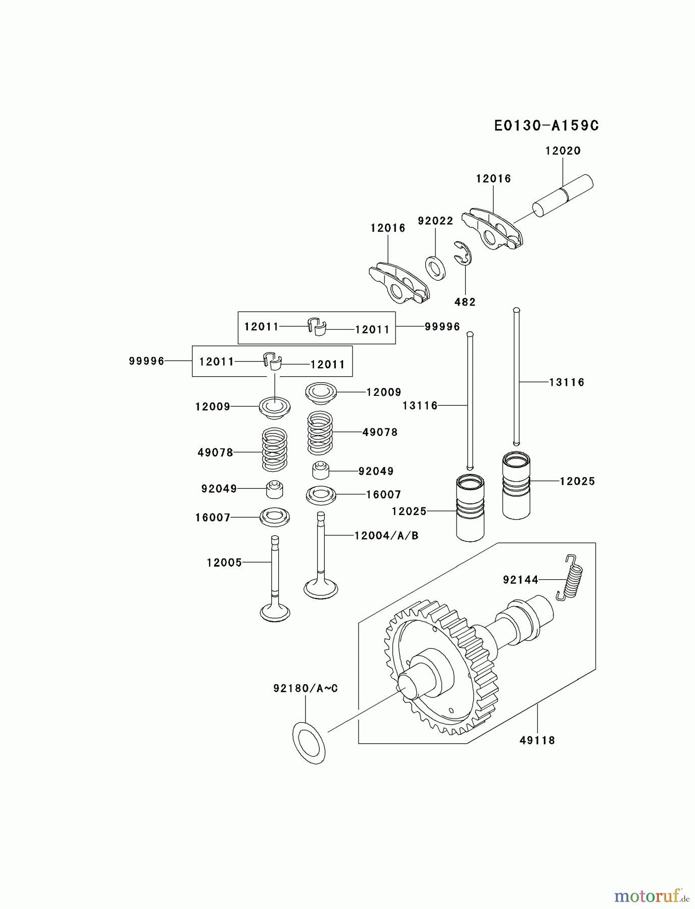  Kawasaki Motoren Motoren, Horizontal FE400D-FS04 - Kawasaki FE400D 4-Stroke Engine VALVE/CAMSHAFT