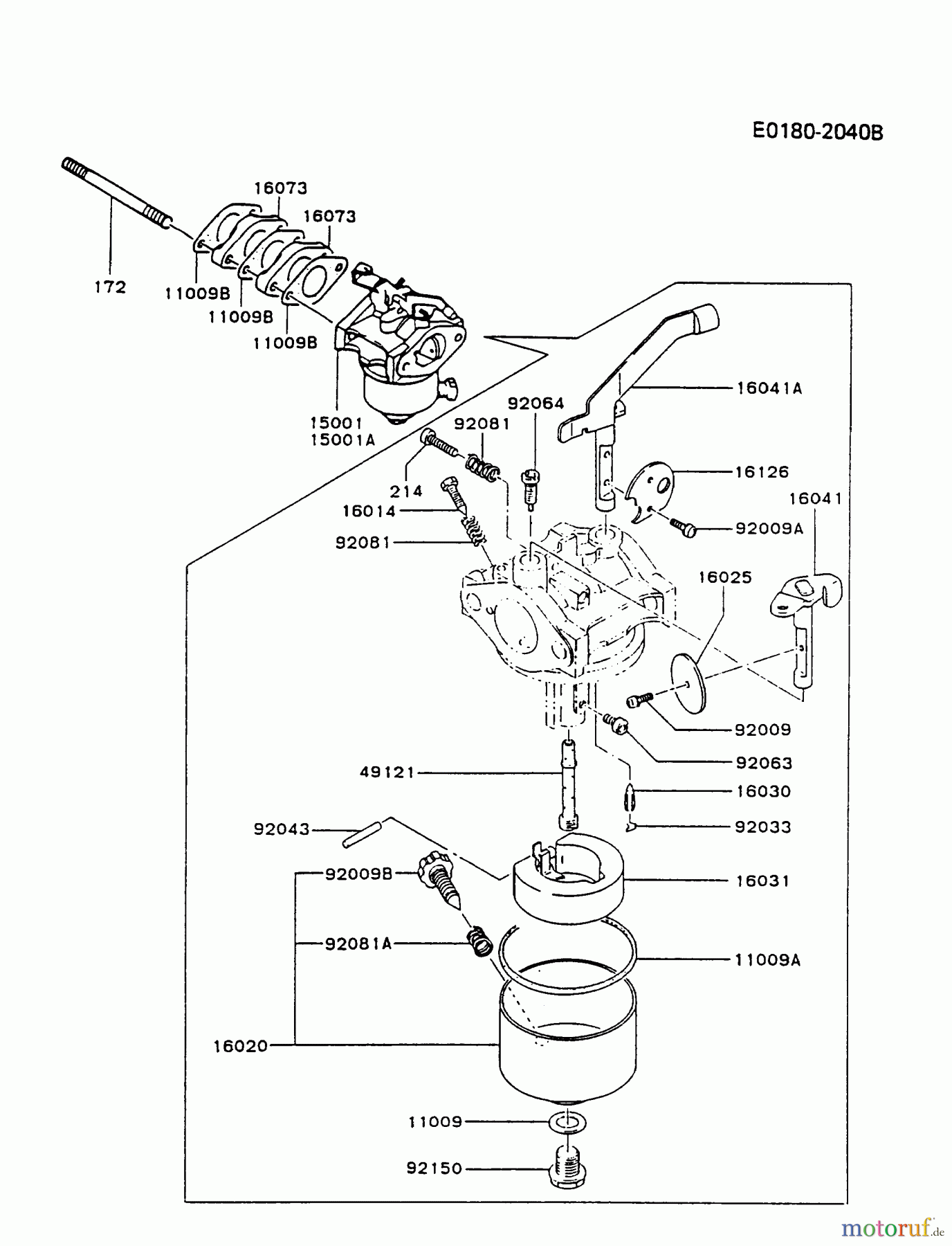 Kawasaki Motoren Motoren, Horizontal FG150G-AS00 - Kawasaki FG150G 4-Stroke Engine CARBURETOR