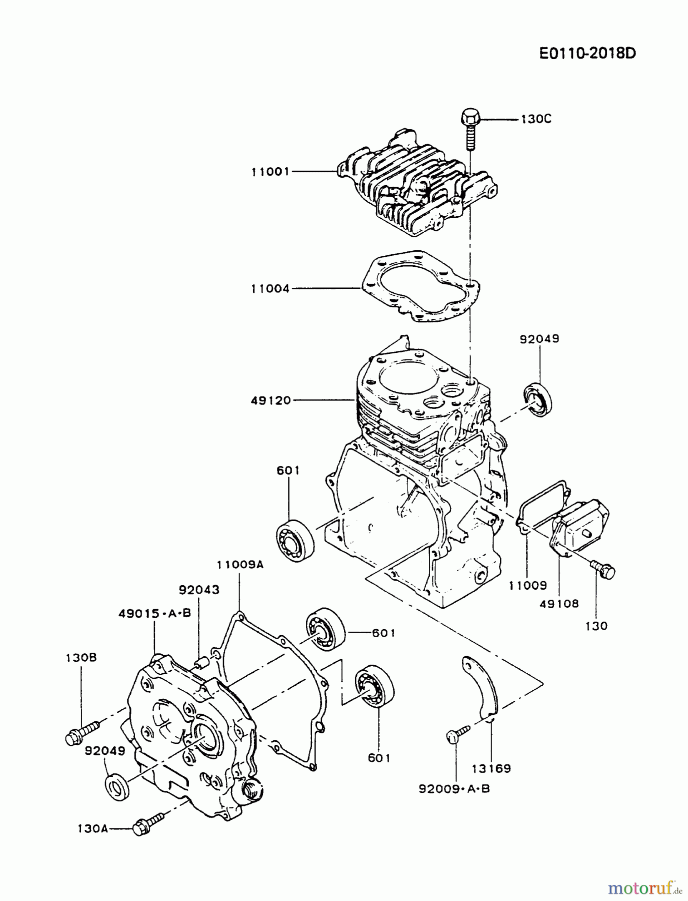 Kawasaki Motoren Motoren, Horizontal FG150G-AS00 - Kawasaki FG150G 4-Stroke Engine CYLINDER/CRANKCASE