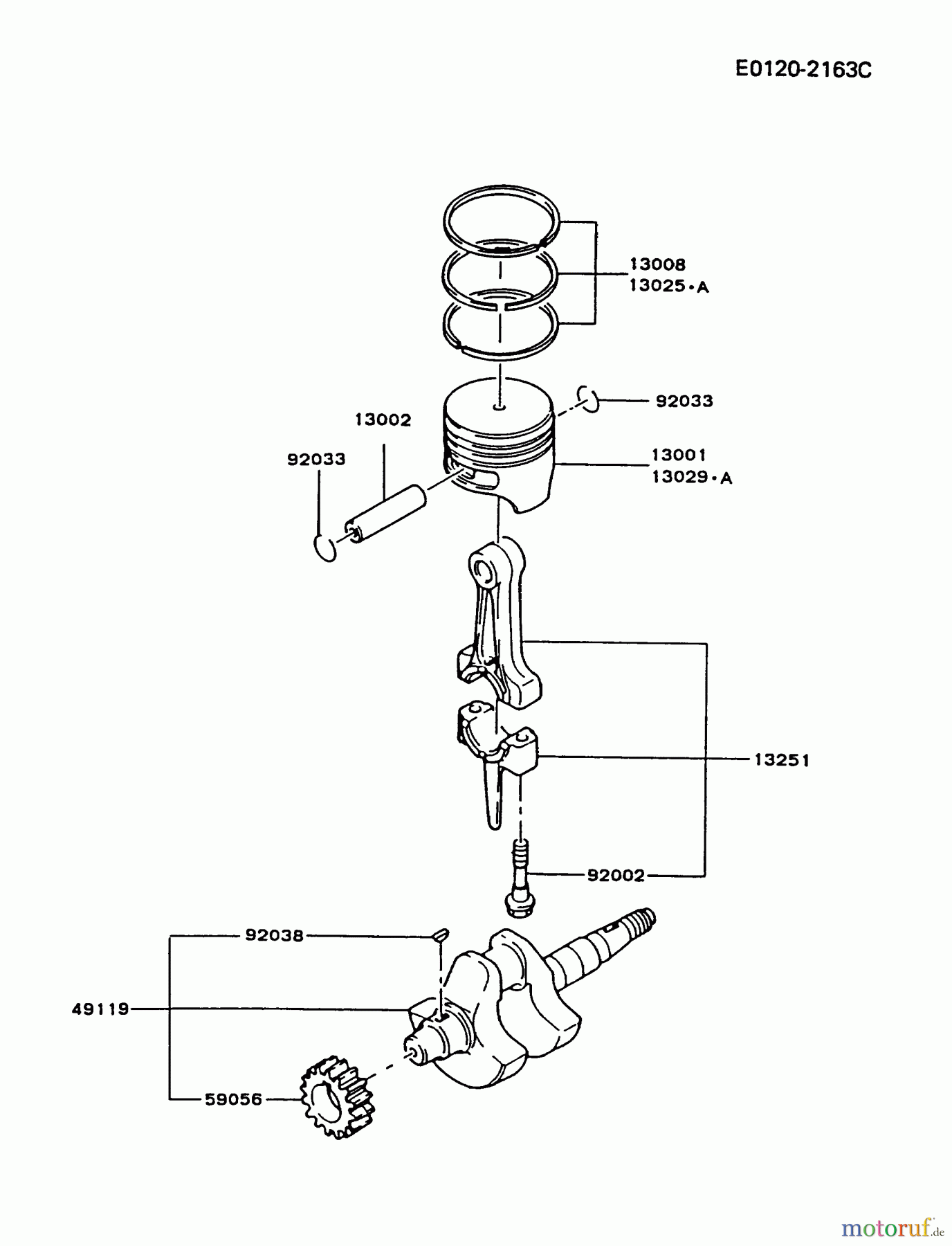 Kawasaki Motoren Motoren, Horizontal FG150G-BS00 - Kawasaki FG150G 4-Stroke Engine PISTON/CRANKSHAFT