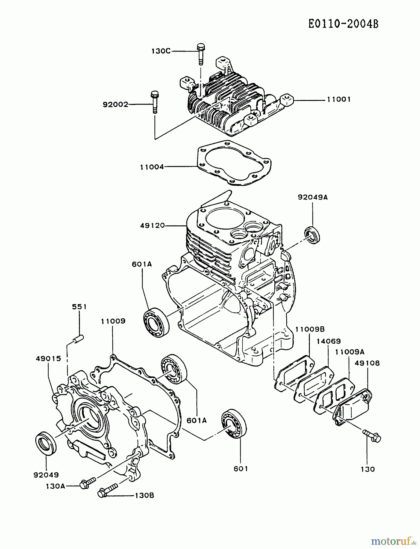 Kawasaki Motoren Motoren, Horizontal FG300D-HS00 - Kawasaki FG300D 4-Stroke Engine CYLINDER/CRANKCASE