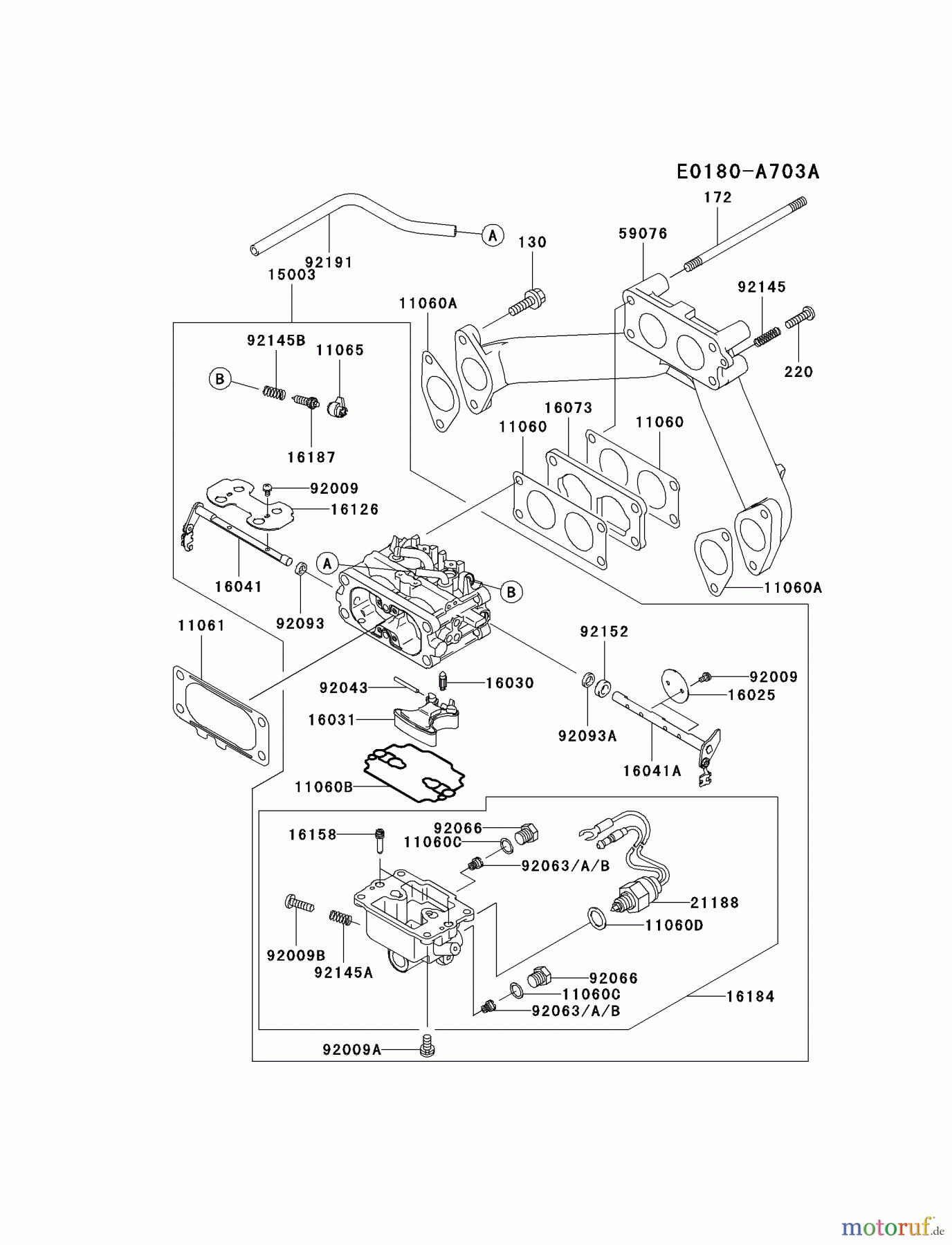  Kawasaki Motoren Motoren, Horizontal FH721D-DS05 - Kawasaki FH721D 4-Stroke Engine CARBURETOR