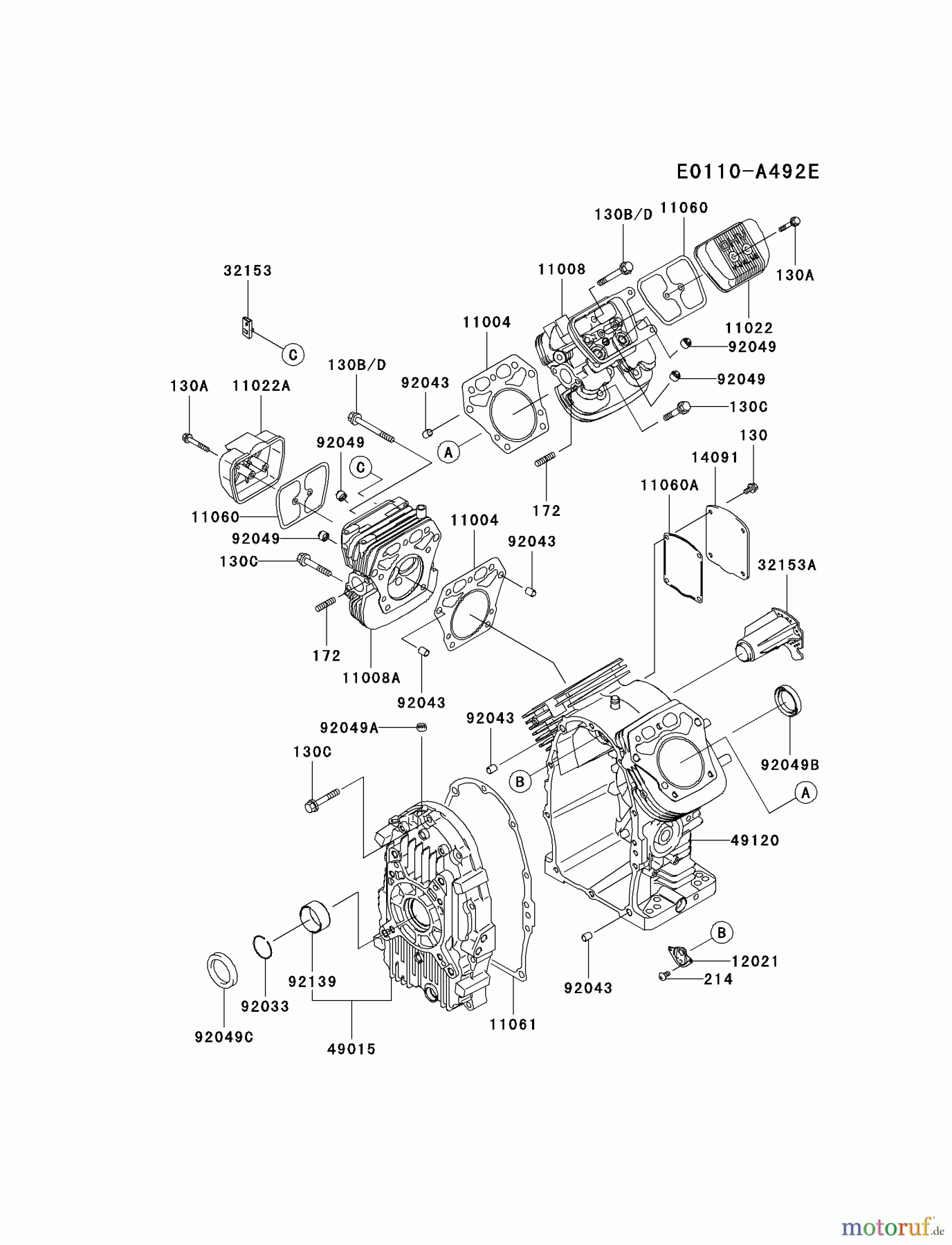 Kawasaki Motoren Motoren, Horizontal FH721D-DS05 - Kawasaki FH721D 4-Stroke Engine CYLINDER/CRANKCASE