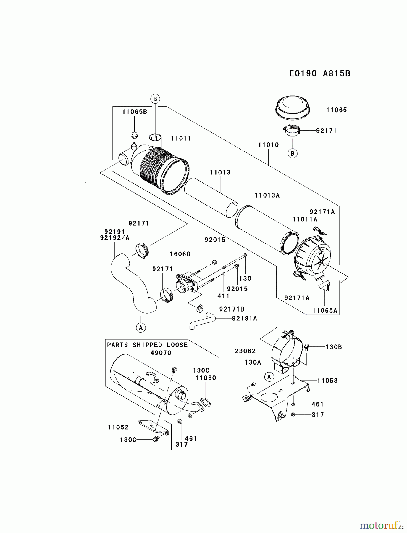Kawasaki Motoren Motoren, Horizontal FH770D-AS01 - Kawasaki FH770D 4-Stroke Engine AIR-FILTER/MUFFLER