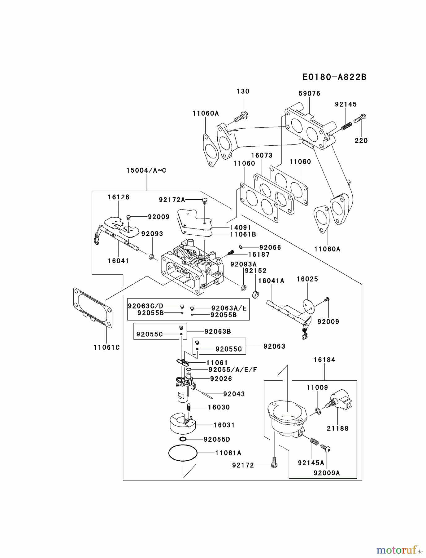 Kawasaki Motoren Motoren, Horizontal FH770D-FS01 - Kawasaki FH770D 4-Stroke Engine CARBURETOR #1