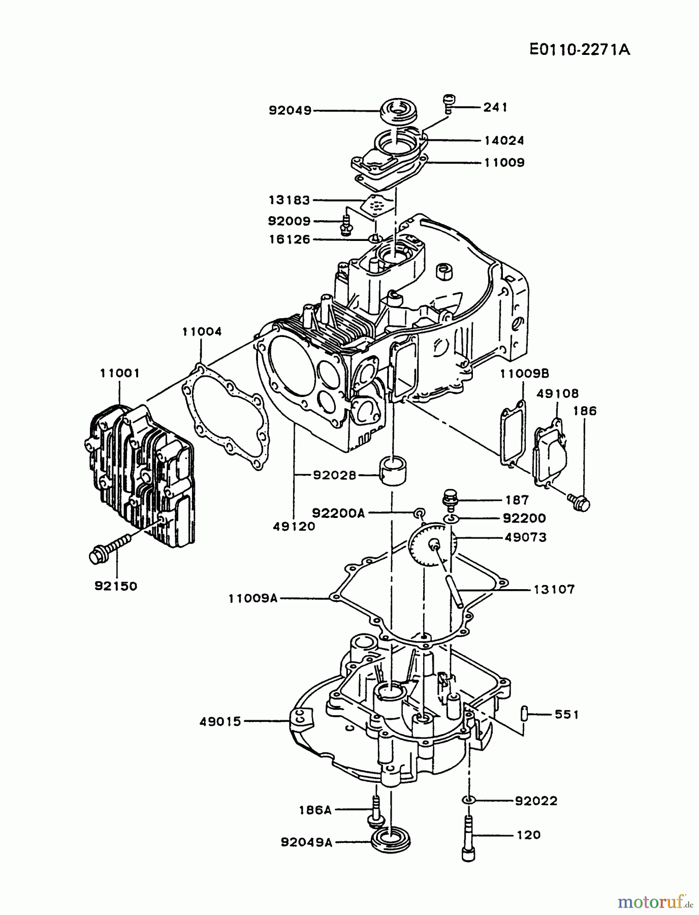 Kawasaki Motoren Motoren Vertikal FA210V - AS02 bis FH641V - DS24 FA210V-BS01 - Kawasaki FA210V 4-Stroke Engine CYLINDER/CRANKCASE