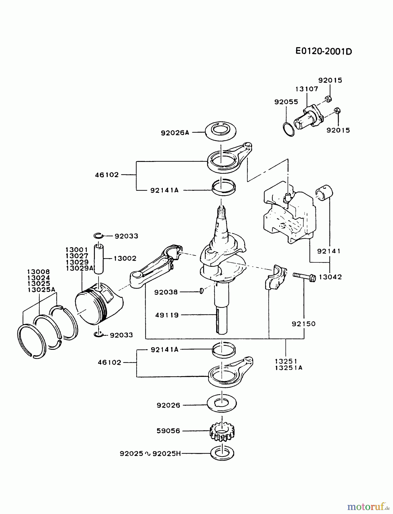 Kawasaki Motoren Motoren Vertikal FA210V - AS02 bis FH641V - DS24 FB460V-AS30 - Kawasaki FB460V 4-Stroke Engine PISTON/CRANKSHAFT