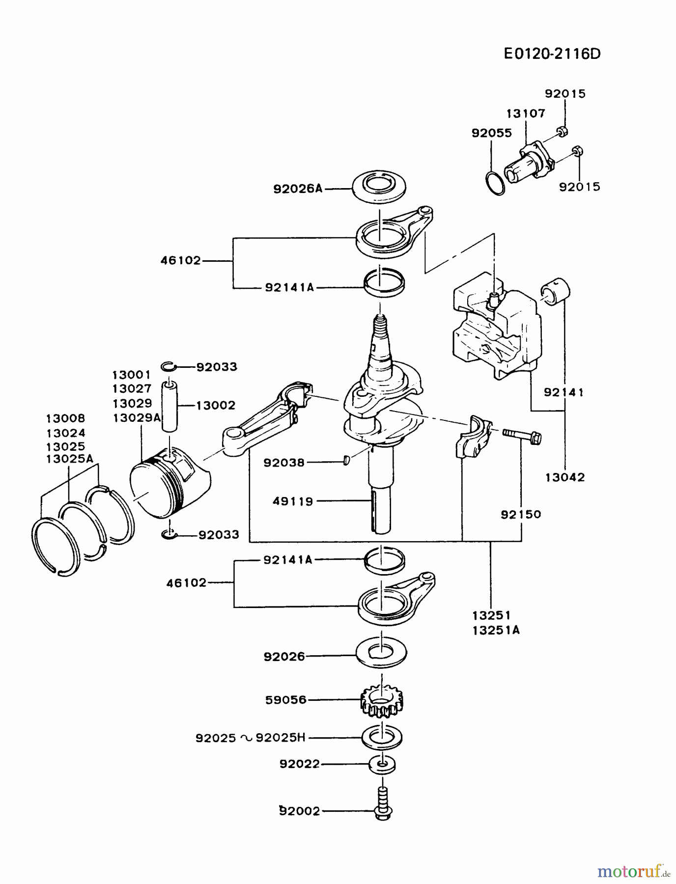 Kawasaki Motoren Motoren Vertikal FA210V - AS02 bis FH641V - DS24 FB460V-AS31 - Kawasaki FB460V 4-Stroke Engine PISTON/CRANKSHAFT