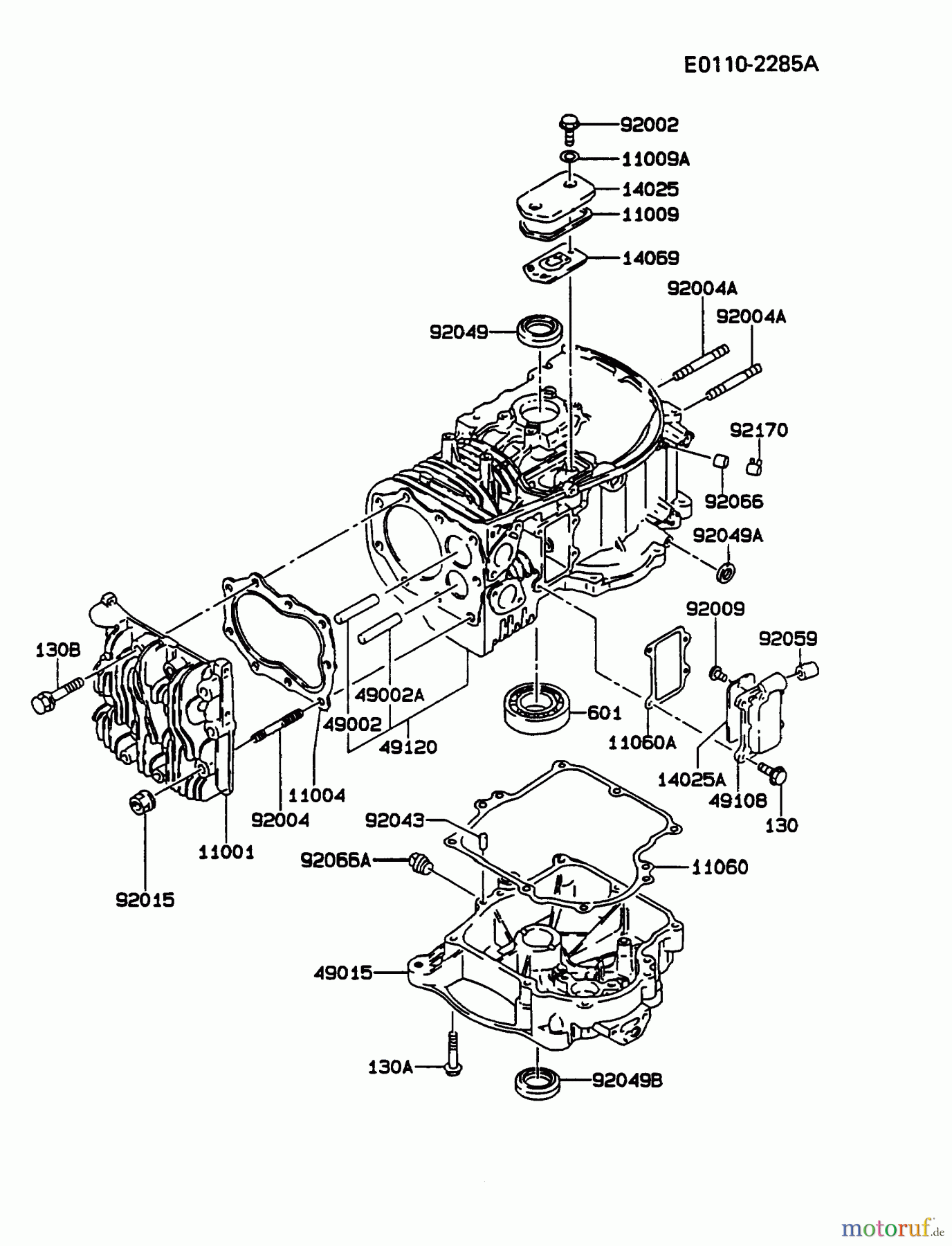  Kawasaki Motoren Motoren Vertikal FA210V - AS02 bis FH641V - DS24 FB460V-AS33 - Kawasaki FB460V 4-Stroke Engine CYLINDER/CRANKCASE