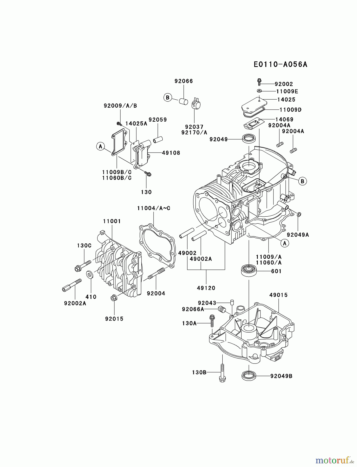 Kawasaki Motoren Motoren Vertikal FA210V - AS02 bis FH641V - DS24 FB460V-JS01 - Kawasaki FB460V 4-Stroke Engine CYLINDER/CRANKCASE #1