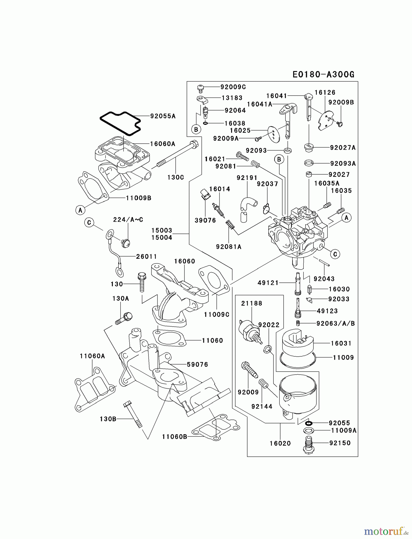 Kawasaki Motoren Motoren, Horizontal FD501D-FS00 - Kawasaki FD501D 4-Stroke Engine CARBURETOR #1