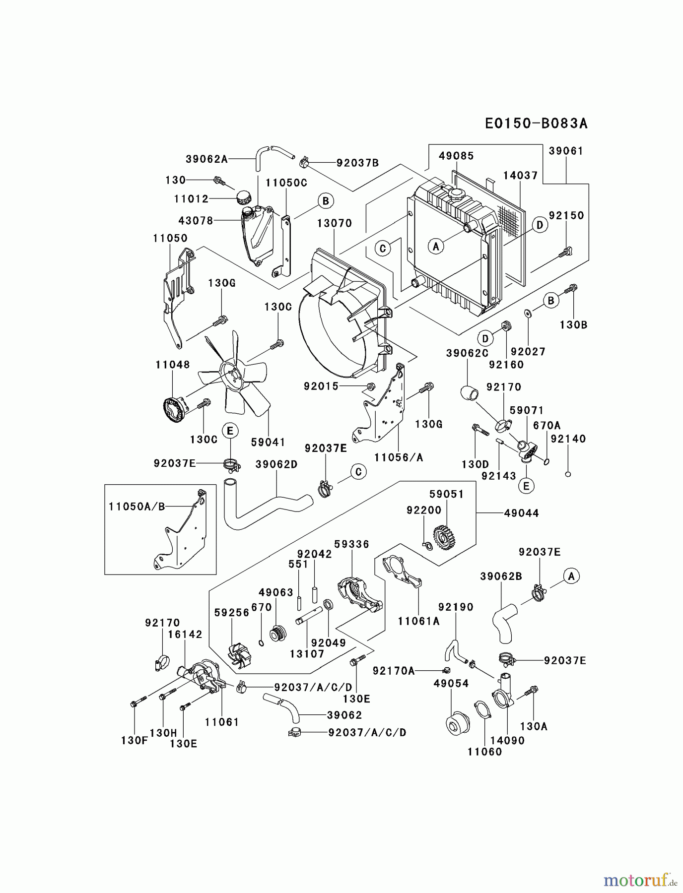 Kawasaki Motoren Motoren, Horizontal FD501D-FS00 - Kawasaki FD501D 4-Stroke Engine COOLING-EQUIPMENT #2