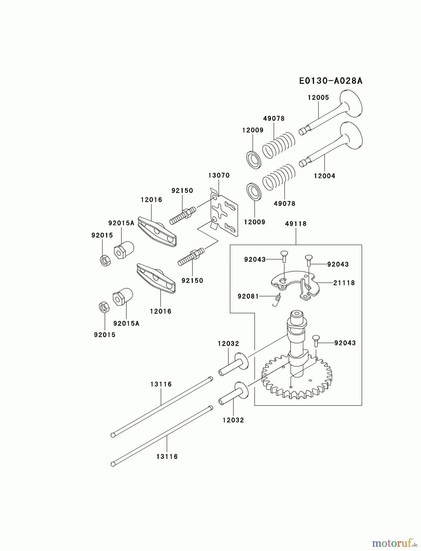 Kawasaki Motoren Motoren Vertikal FA210V - AS02 bis FH641V - DS24 FC150V-ES17 - Kawasaki FC150V 4-Stroke Engine VALVE/CAMSHAFT