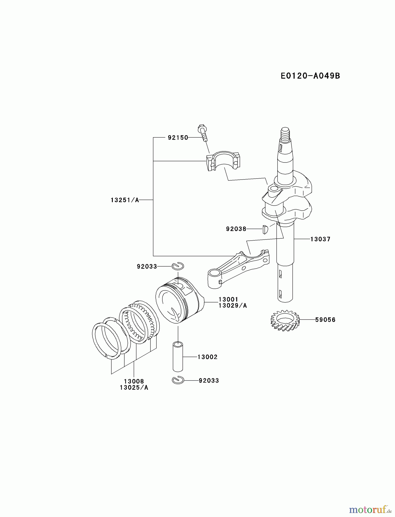 Kawasaki Motoren Motoren Vertikal FA210V - AS02 bis FH641V - DS24 FC150V-ES32 - Kawasaki FC150V 4-Stroke Engine PISTON/CRANKSHAFT