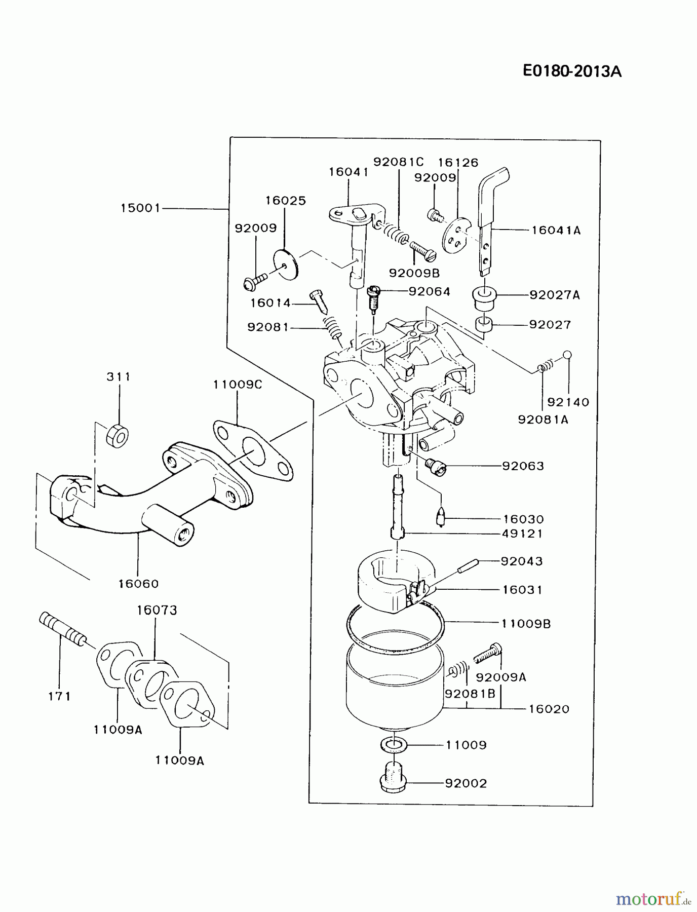 Kawasaki Motoren Motoren, Horizontal FA076D-AS07 - Kawasaki FA076D 4-Stroke Engine CARBURETOR