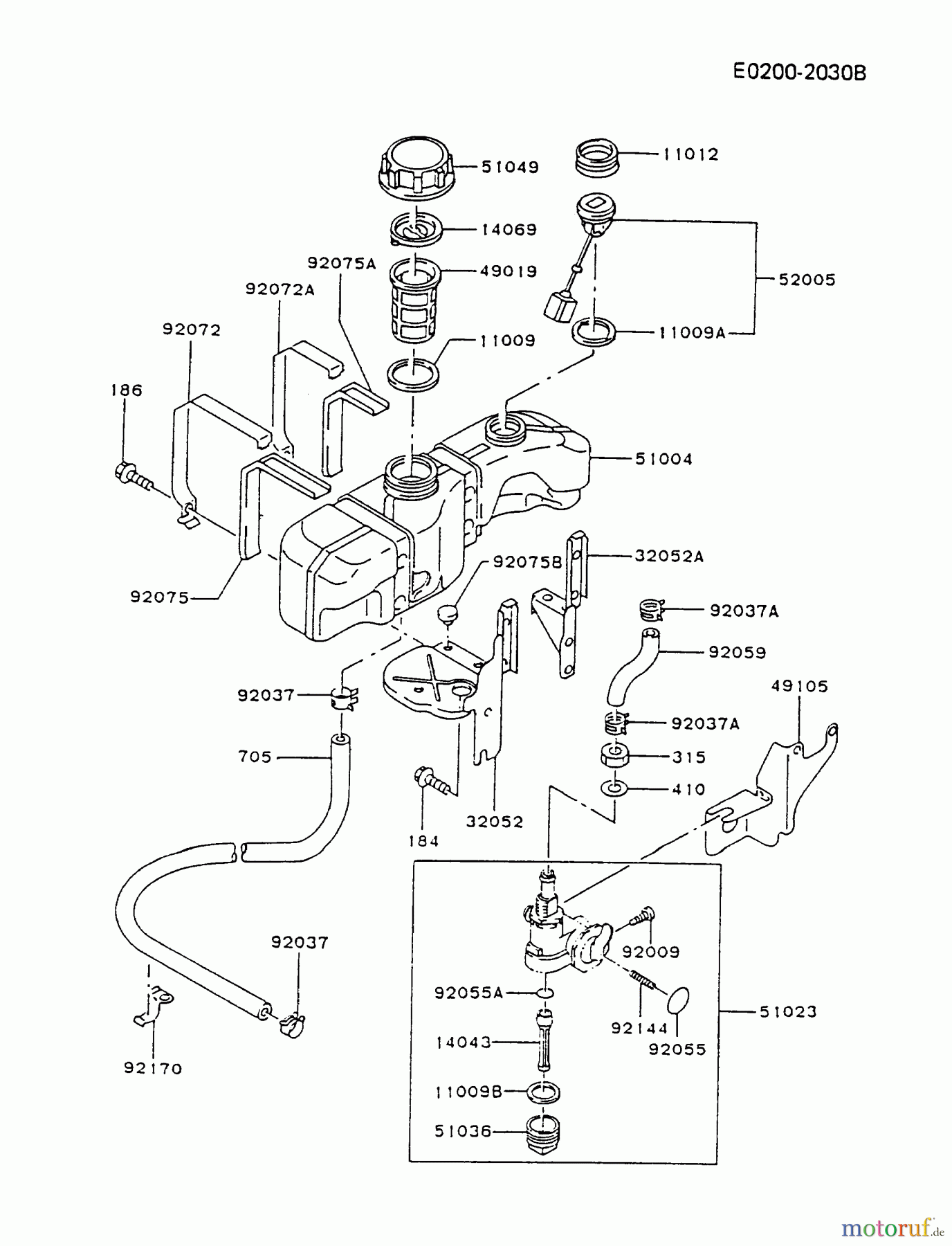 Kawasaki Motoren Motoren Vertikal FA210V - AS02 bis FH641V - DS24 FC290V-AS12 - Kawasaki FC290V 4-Stroke Engine FUEL-TANK/FUEL-VALVE