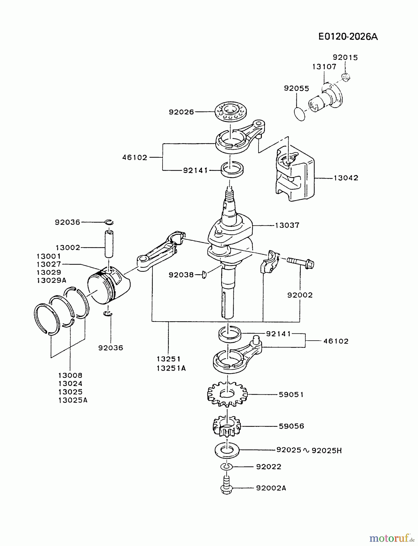 Kawasaki Motoren Motoren Vertikal FA210V - AS02 bis FH641V - DS24 FC290V-BS12 - Kawasaki FC290V 4-Stroke Engine PISTON/CRANKSHAFT