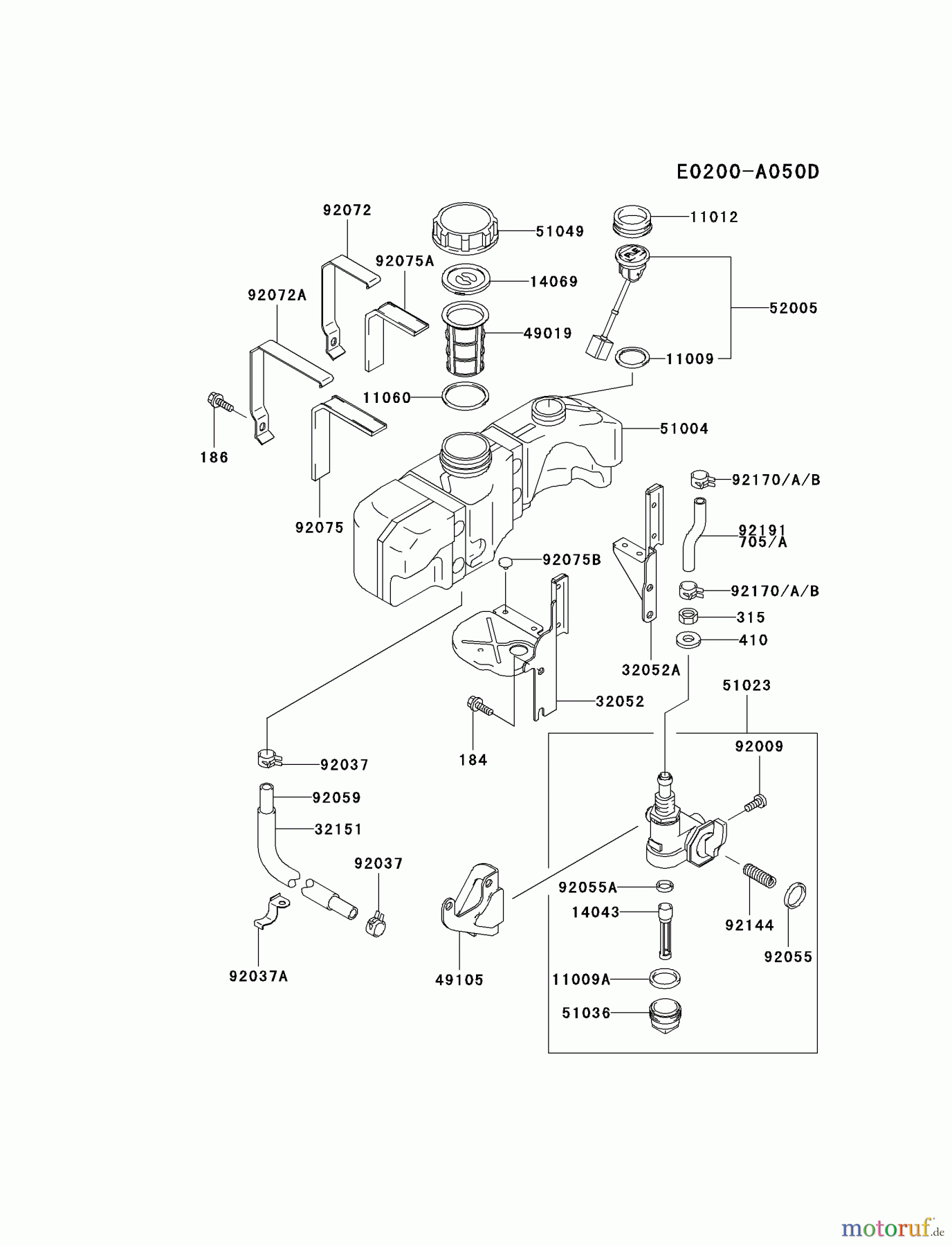 Kawasaki Motoren Motoren Vertikal FA210V - AS02 bis FH641V - DS24 FC290V-ES13 - Kawasaki FC290V 4-Stroke Engine FUEL-TANK/FUEL-VALVE
