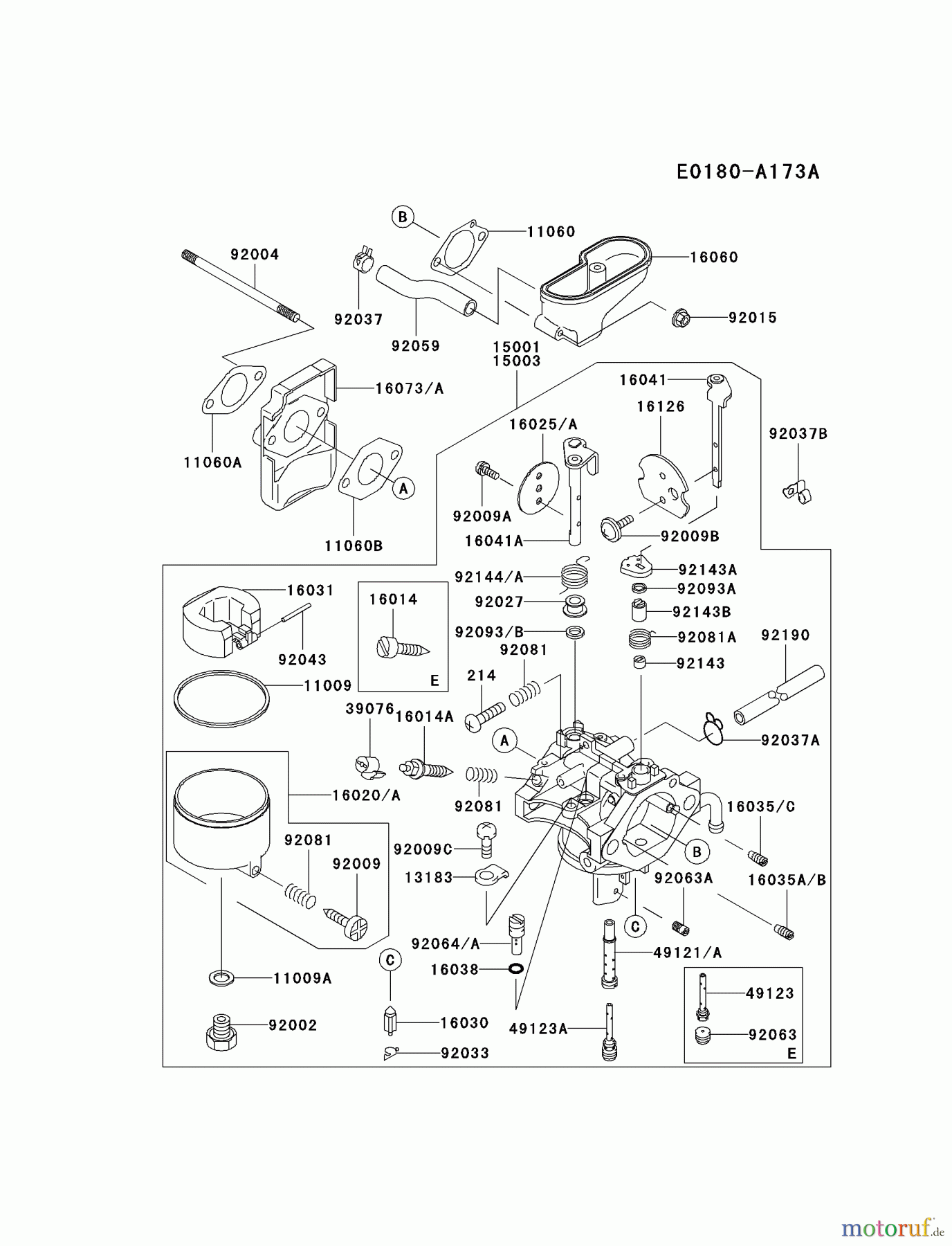 Kawasaki Motoren Motoren Vertikal FA210V - AS02 bis FH641V - DS24 FC290V-ES04 - Kawasaki FC290V 4-Stroke Engine CARBURETOR #1