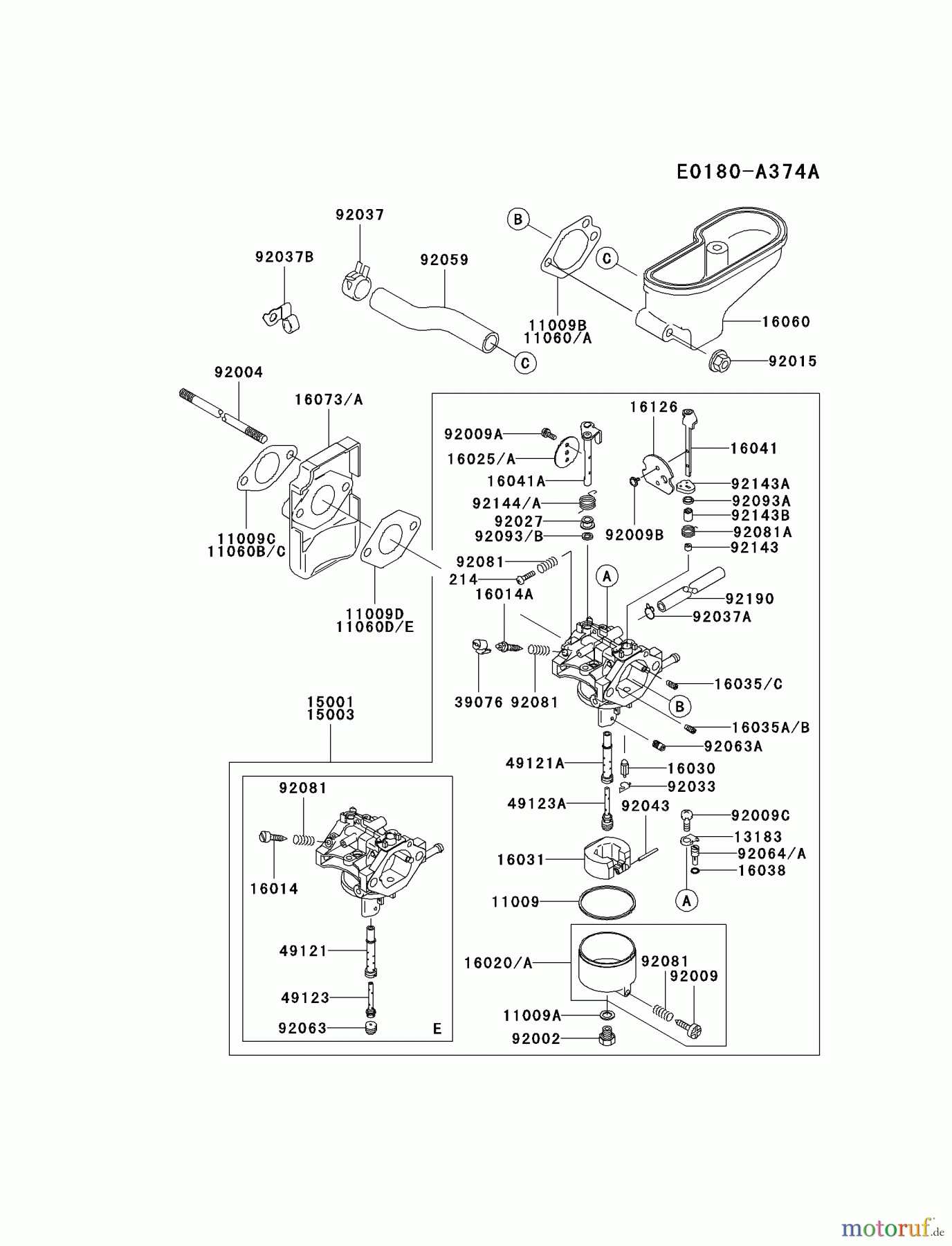 Kawasaki Motoren Motoren Vertikal FA210V - AS02 bis FH641V - DS24 FC290V-FS05 - Kawasaki FC290V 4-Stroke Engine CARBURETOR #2