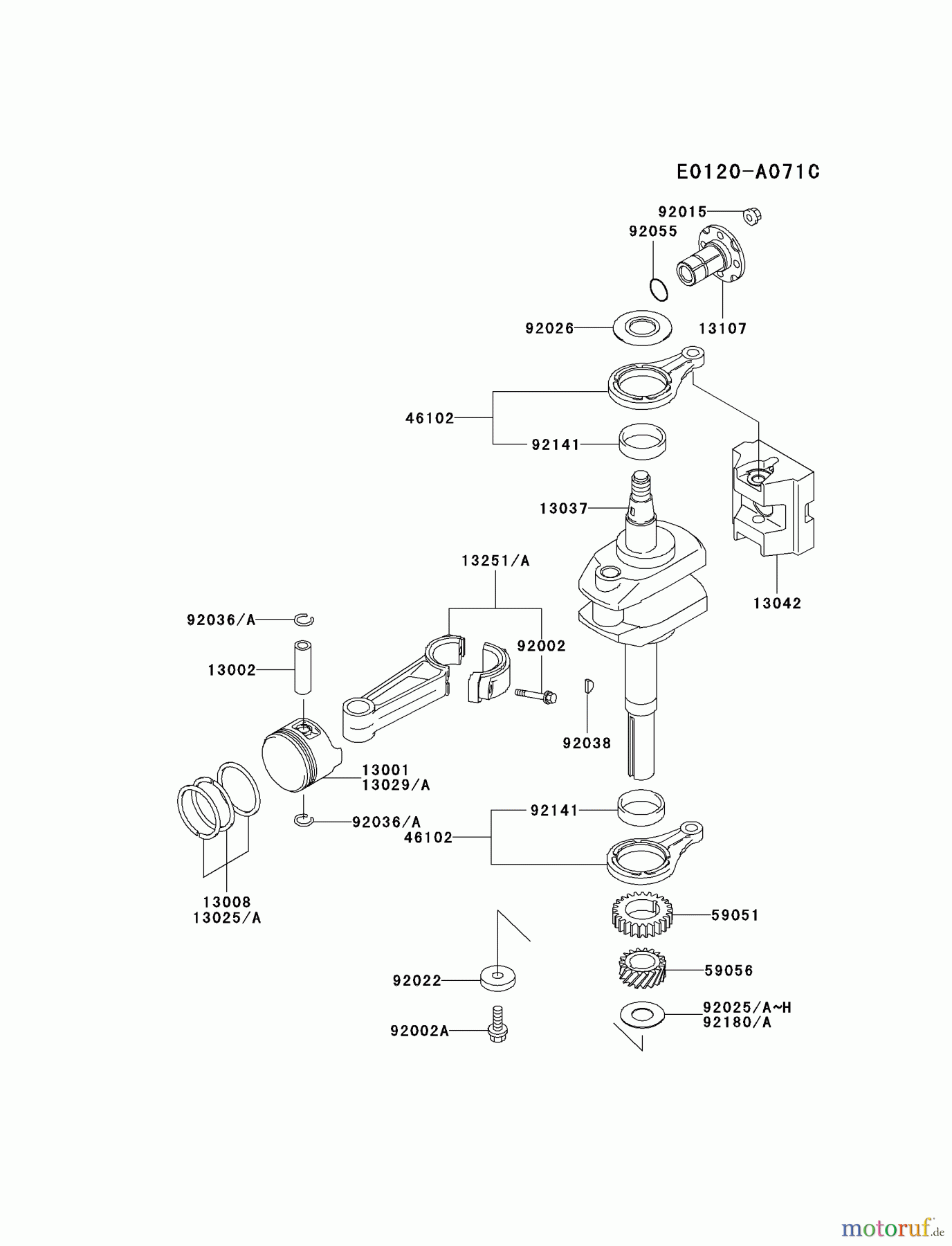 Kawasaki Motoren Motoren Vertikal FA210V - AS02 bis FH641V - DS24 FC290V-ES05 - Kawasaki FC290V 4-Stroke Engine PISTON/CRANKSHAFT
