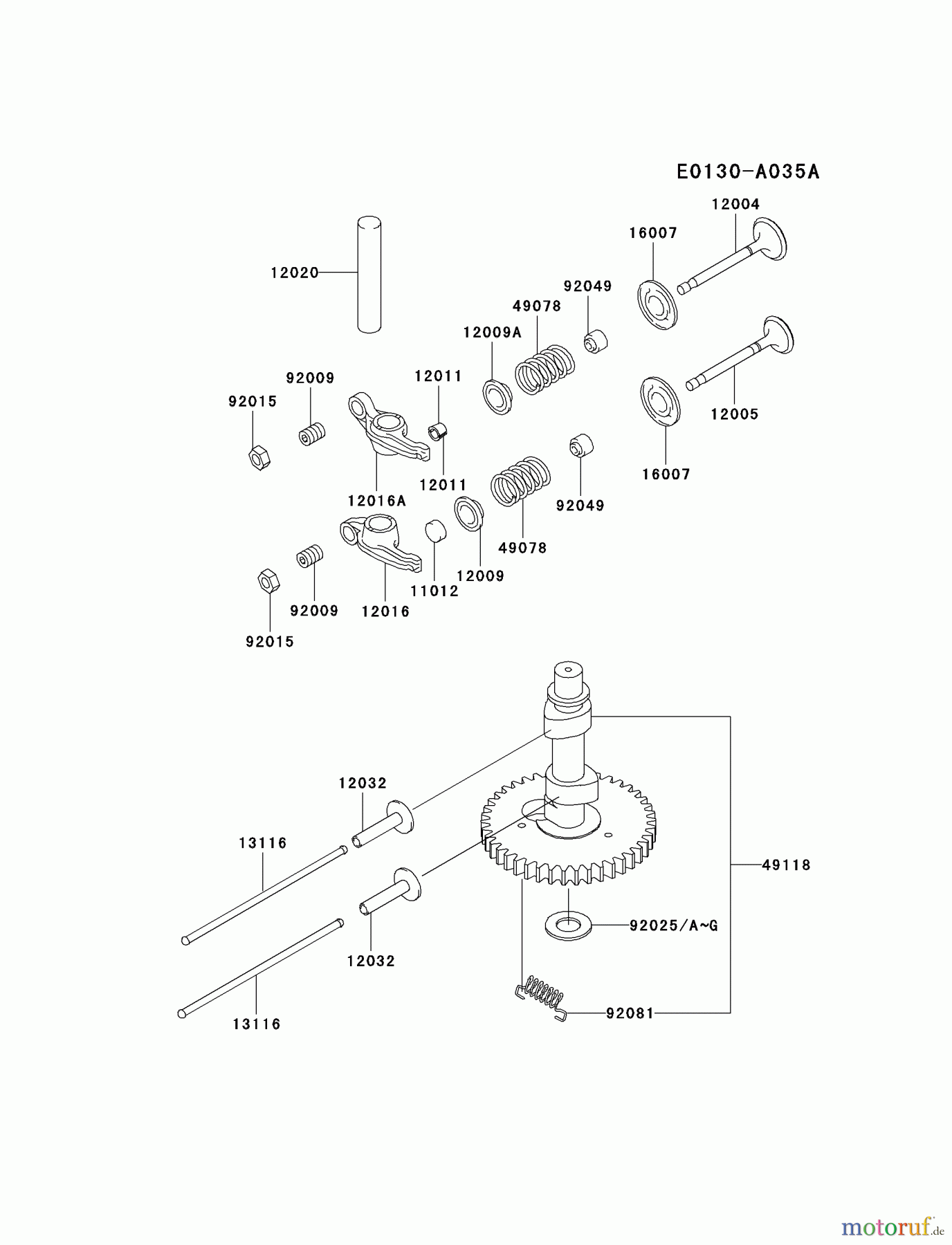 Kawasaki Motoren Motoren Vertikal FA210V - AS02 bis FH641V - DS24 FC290V-AS16 - Kawasaki FC290V 4-Stroke Engine VALVE/CAMSHAFT