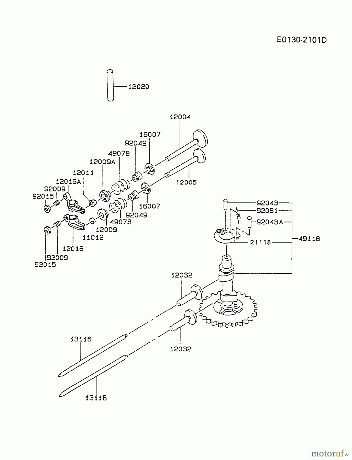 Kawasaki Motoren Motoren Vertikal FA210V - AS02 bis FH641V - DS24 FC400V-AS03 - Kawasaki FC400V 4-Stroke Engine VALVE/CAMSHAFT