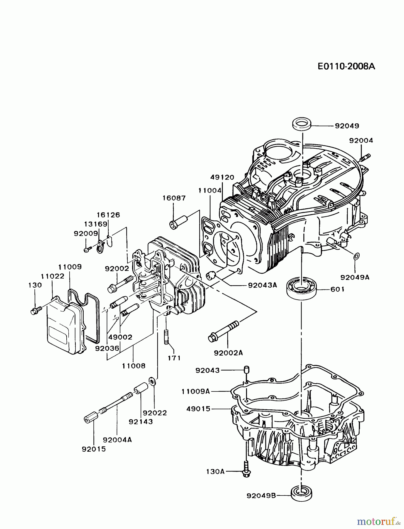 Kawasaki Motoren Motoren Vertikal FA210V - AS02 bis FH641V - DS24 FC420V-AS03 - Kawasaki FC420V 4-Stroke Engine CYLINDER/CRANKCASE