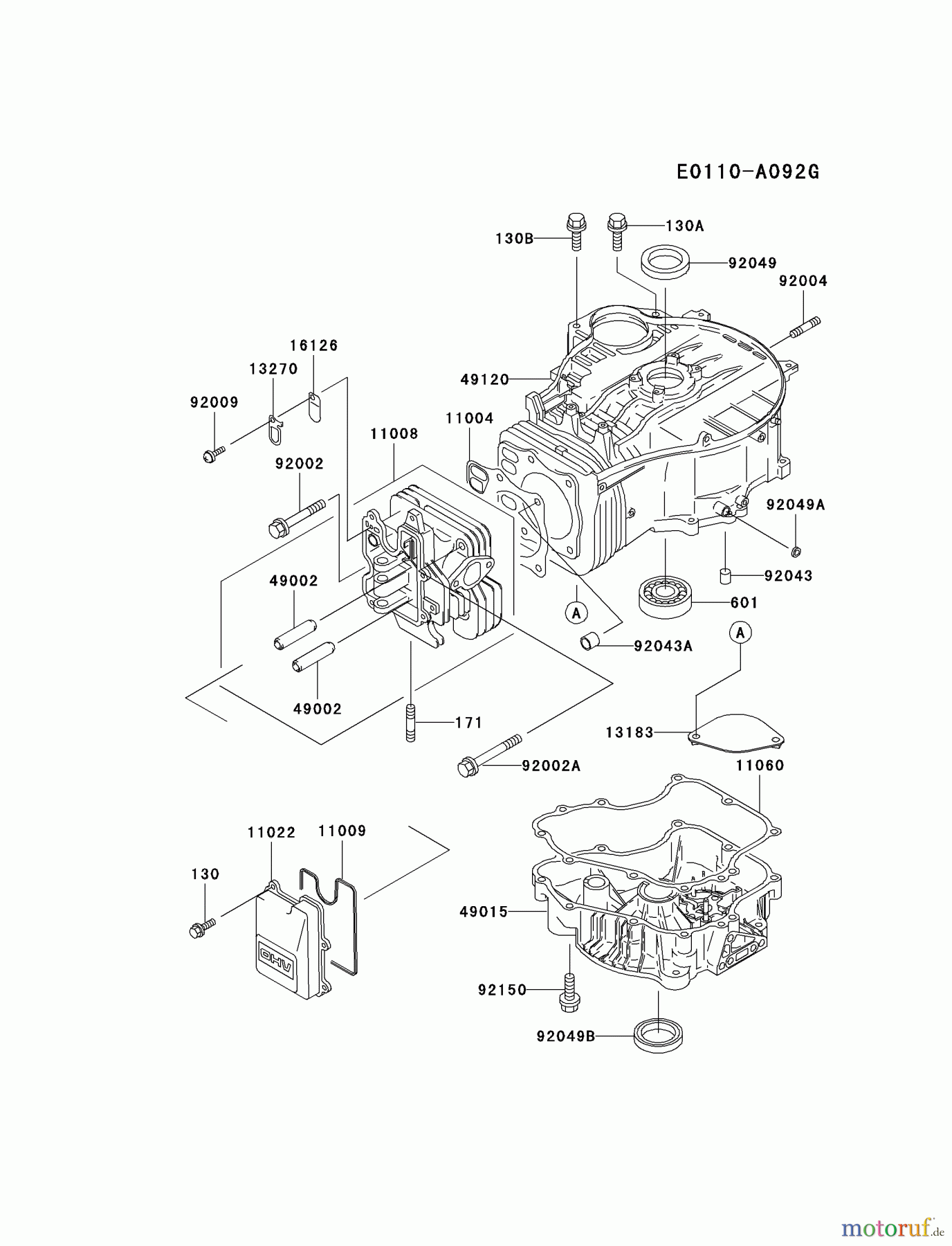 Kawasaki Motoren Motoren Vertikal FA210V - AS02 bis FH641V - DS24 FC420V-AS27 - Kawasaki FC420V 4-Stroke Engine CYLINDER/CRANKCASE