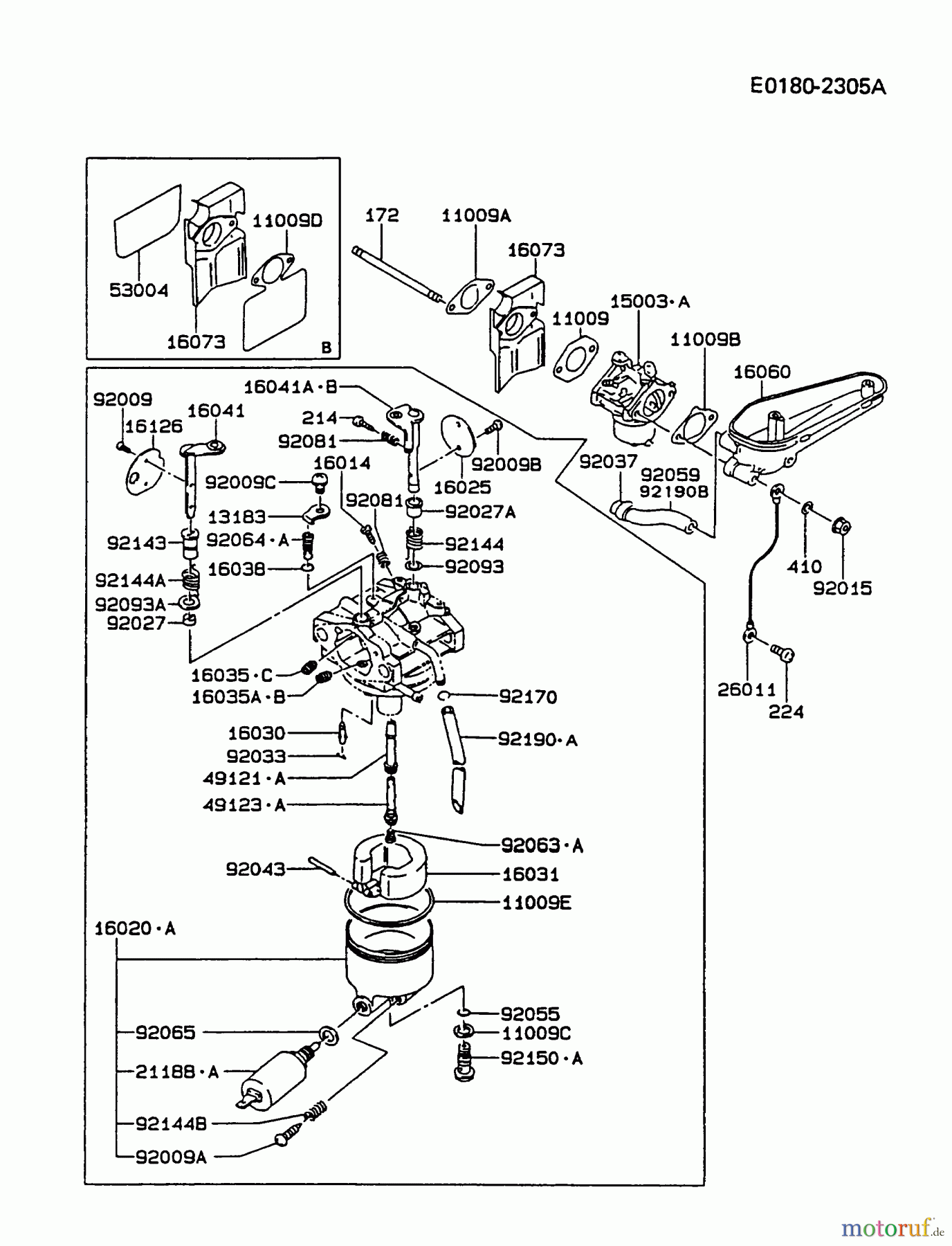  Kawasaki Motoren Motoren Vertikal FA210V - AS02 bis FH641V - DS24 FC420V-BS08 - Kawasaki FC420V 4-Stroke Engine CARBURETOR #1