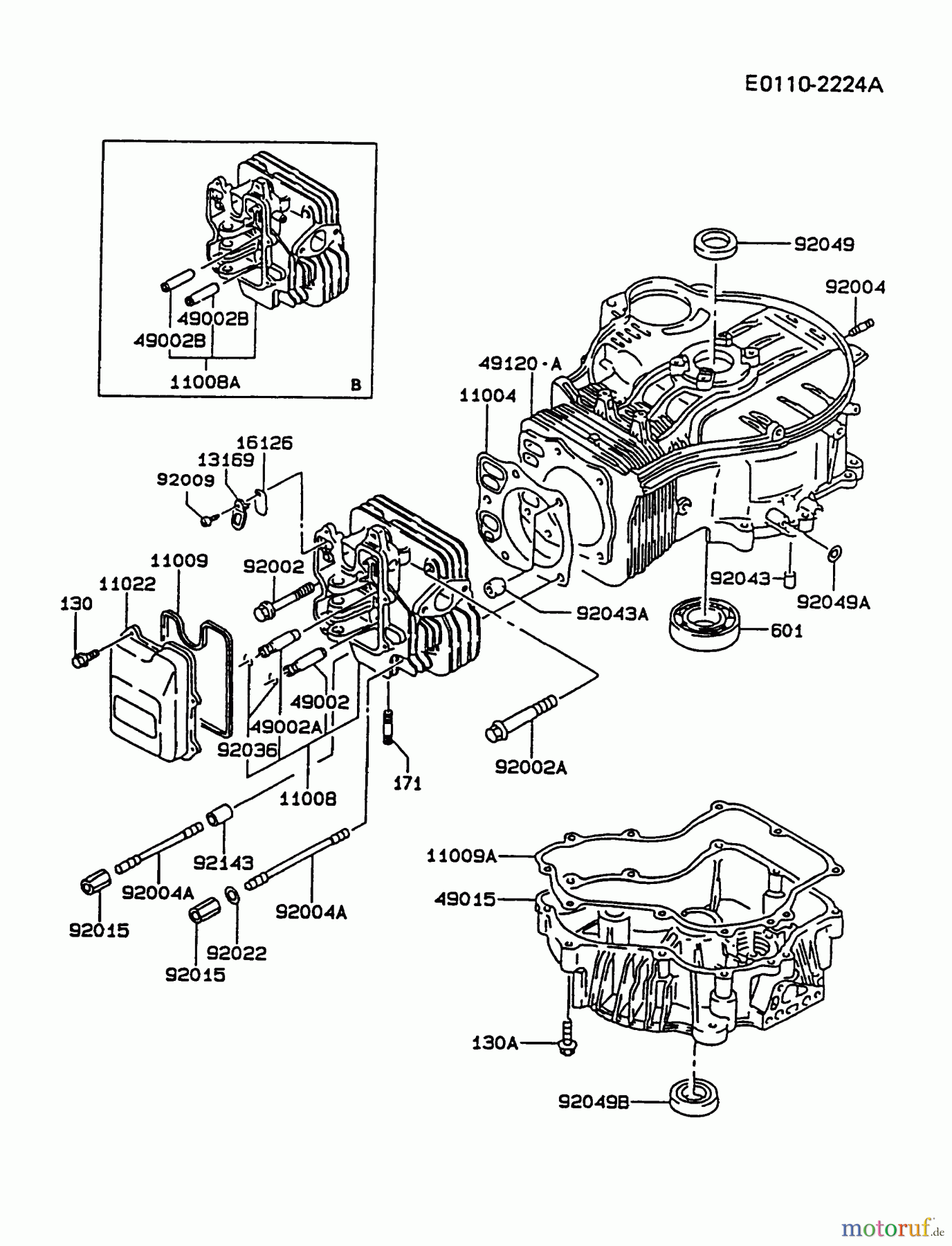 Kawasaki Motoren Motoren Vertikal FA210V - AS02 bis FH641V - DS24 FC420V-AS08 - Kawasaki FC420V 4-Stroke Engine CYLINDER/CRANKCASE