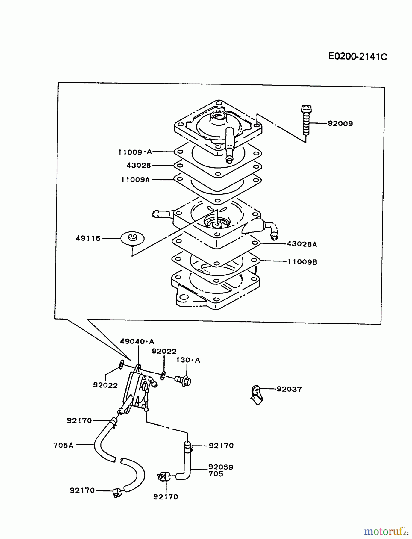 Kawasaki Motoren Motoren Vertikal FA210V - AS02 bis FH641V - DS24 FC420V-AS08 - Kawasaki FC420V 4-Stroke Engine FUEL-TANK/FUEL-VALVE