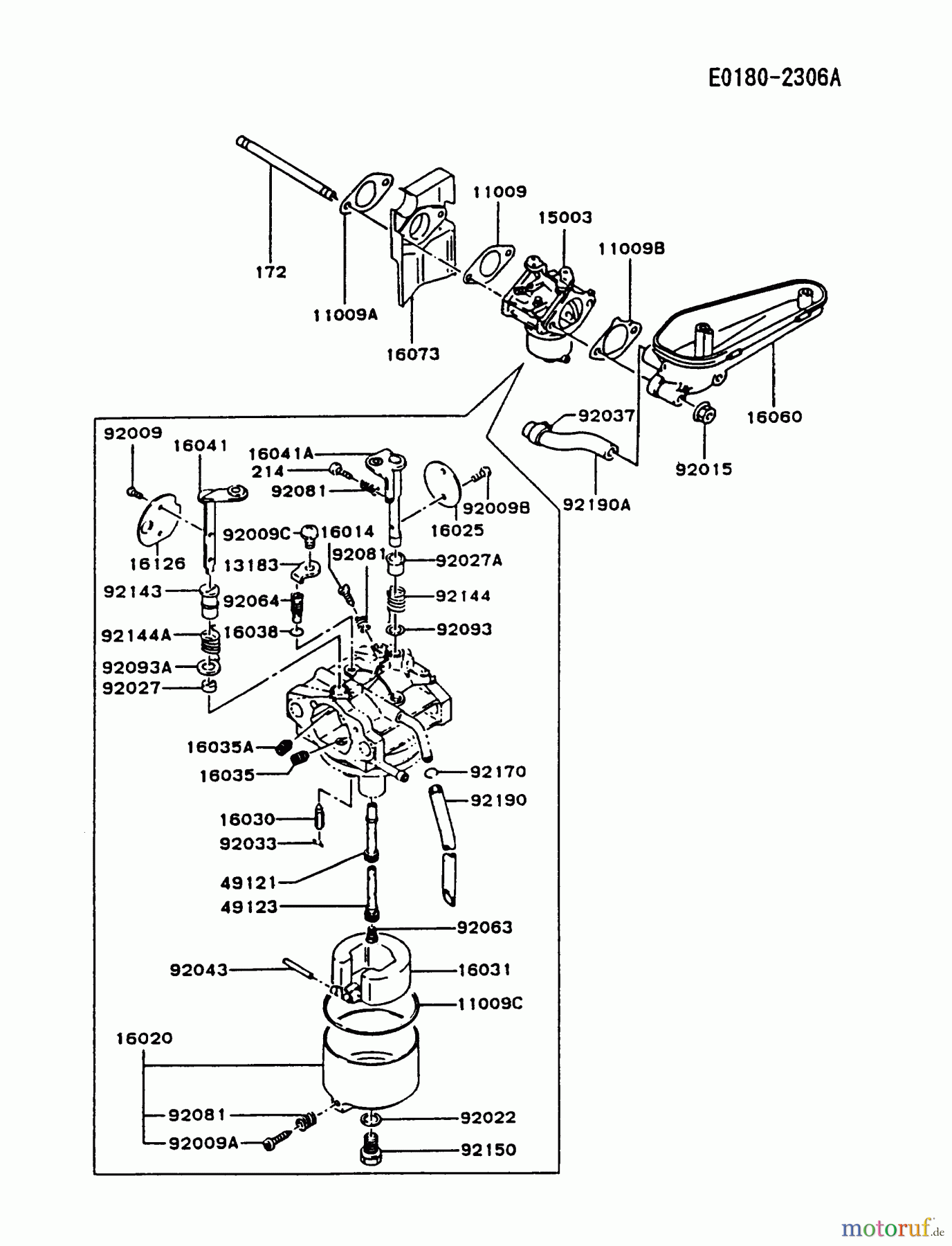 Kawasaki Motoren Motoren Vertikal FA210V - AS02 bis FH641V - DS24 FC420V-AS13 - Kawasaki FC420V 4-Stroke Engine CARBURETOR #1