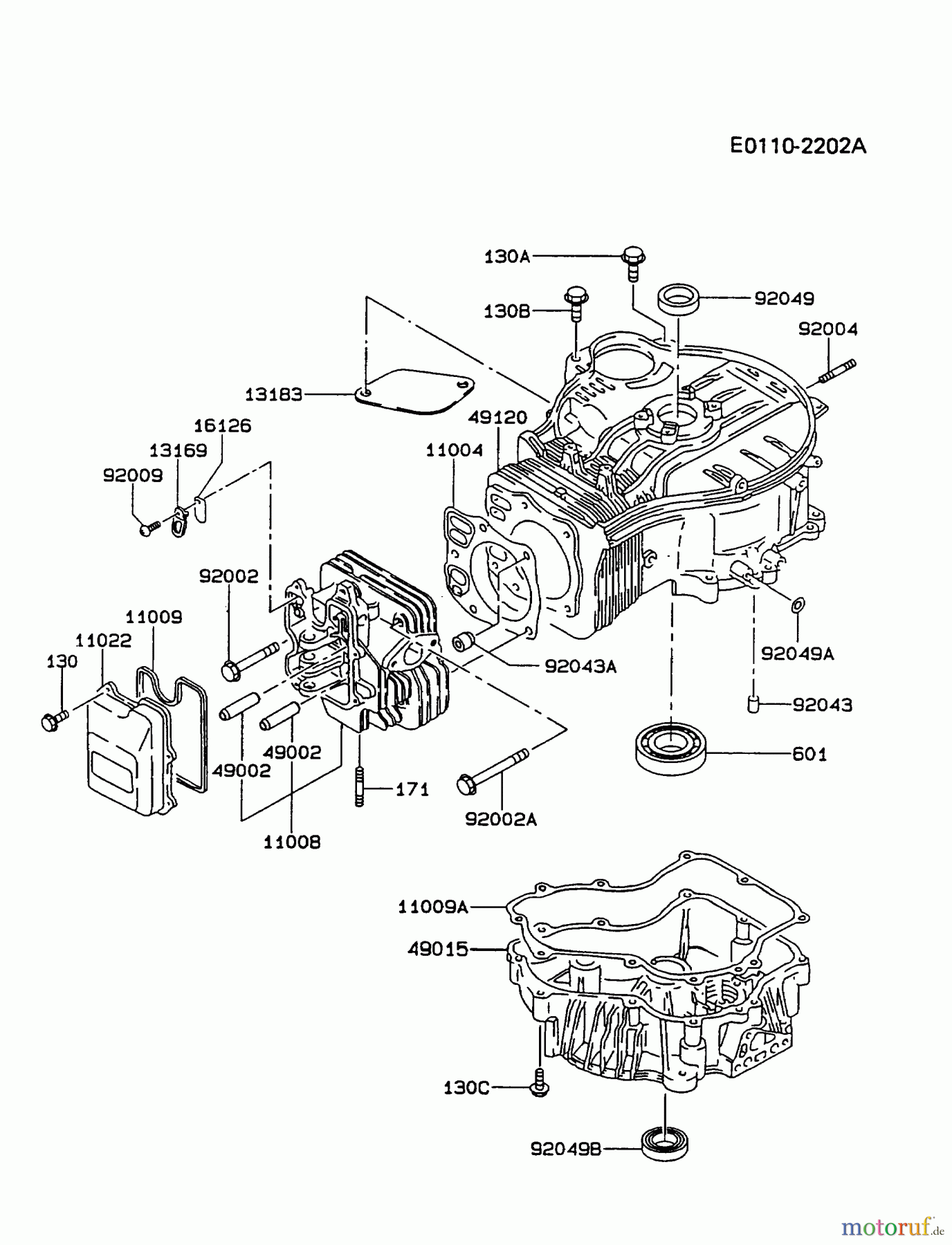 Kawasaki Motoren Motoren Vertikal FA210V - AS02 bis FH641V - DS24 FC420V-AS13 - Kawasaki FC420V 4-Stroke Engine CYLINDER/CRANKCASE