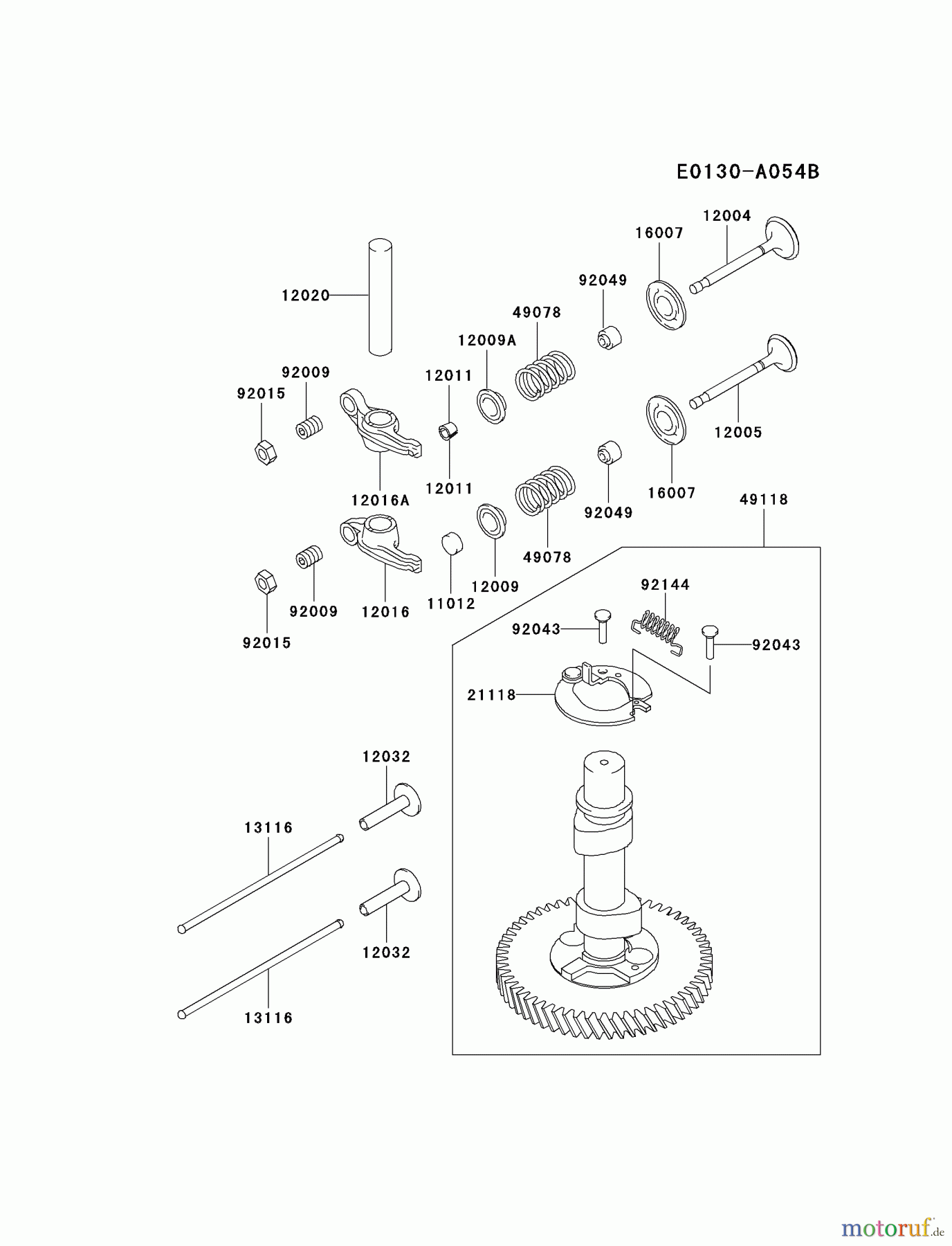 Kawasaki Motoren Motoren Vertikal FA210V - AS02 bis FH641V - DS24 FC420V-AS22 - Kawasaki FC420V 4-Stroke Engine VALVE/CAMSHAFT