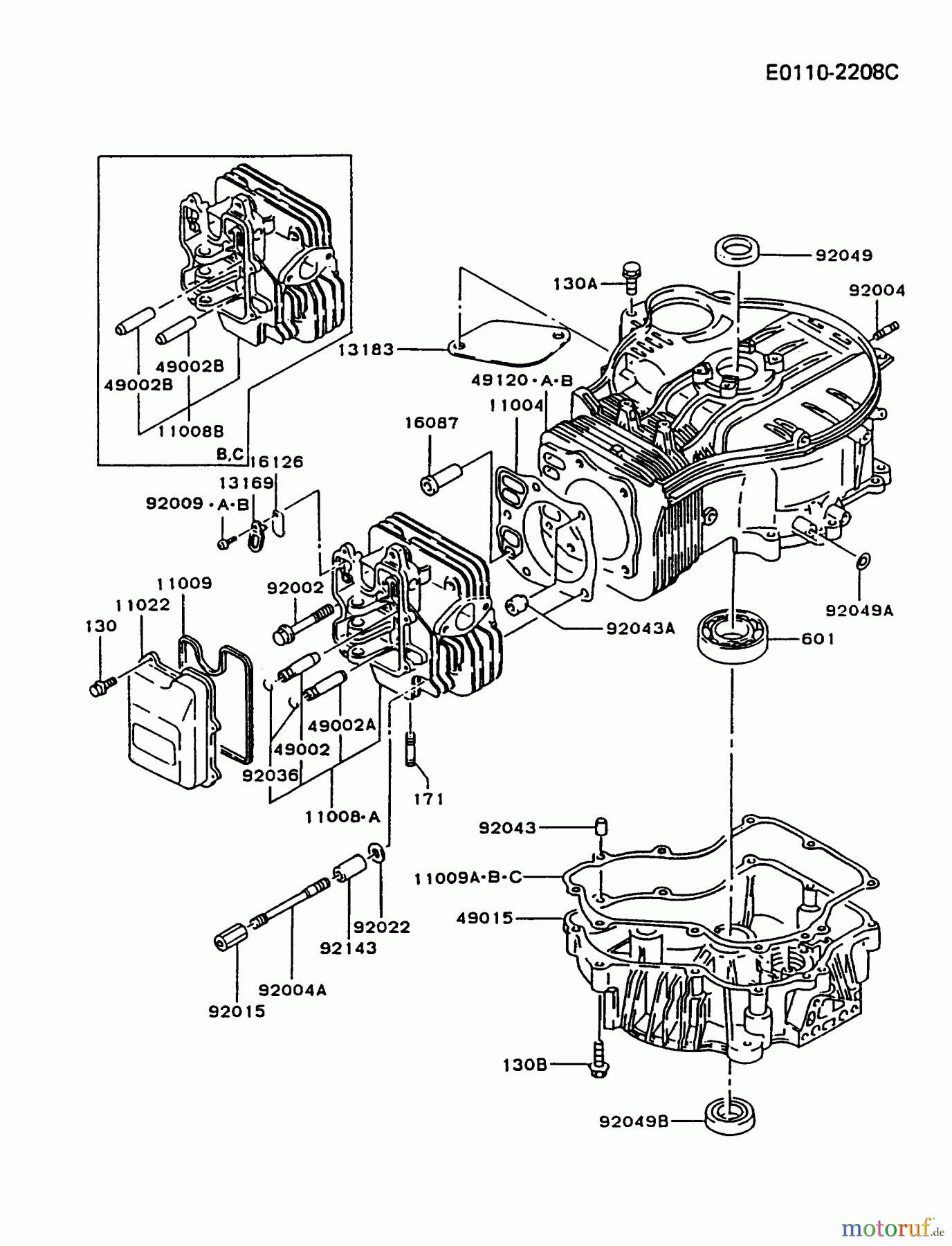Kawasaki Motoren Motoren Vertikal FA210V - AS02 bis FH641V - DS24 FC420V-BS05 - Kawasaki FC420V 4-Stroke Engine CYLINDER/CRANKCASE