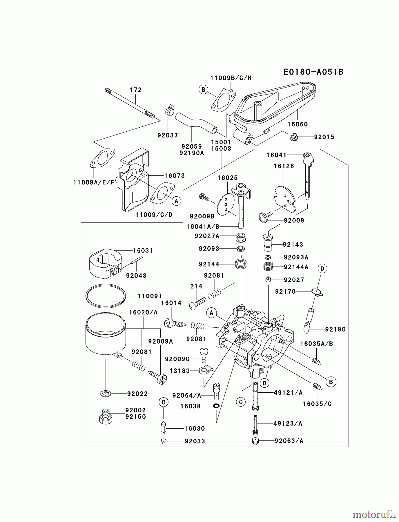 Kawasaki Motoren Motoren Vertikal FA210V - AS02 bis FH641V - DS24 FC420V-BS06 - Kawasaki FC420V 4-Stroke Engine CARBURETOR #2