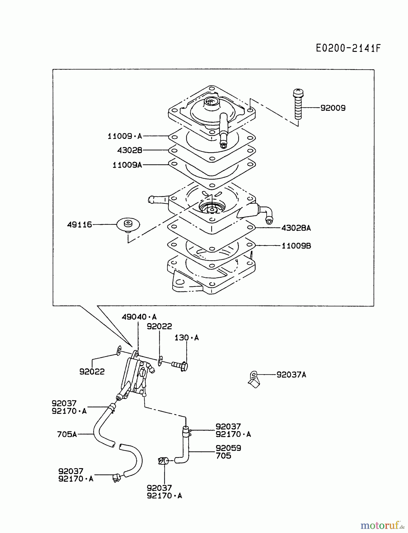 Kawasaki Motoren Motoren Vertikal FA210V - AS02 bis FH641V - DS24 FC420V-BS01 - Kawasaki FC420V 4-Stroke Engine FUEL-TANK/FUEL-VALVE